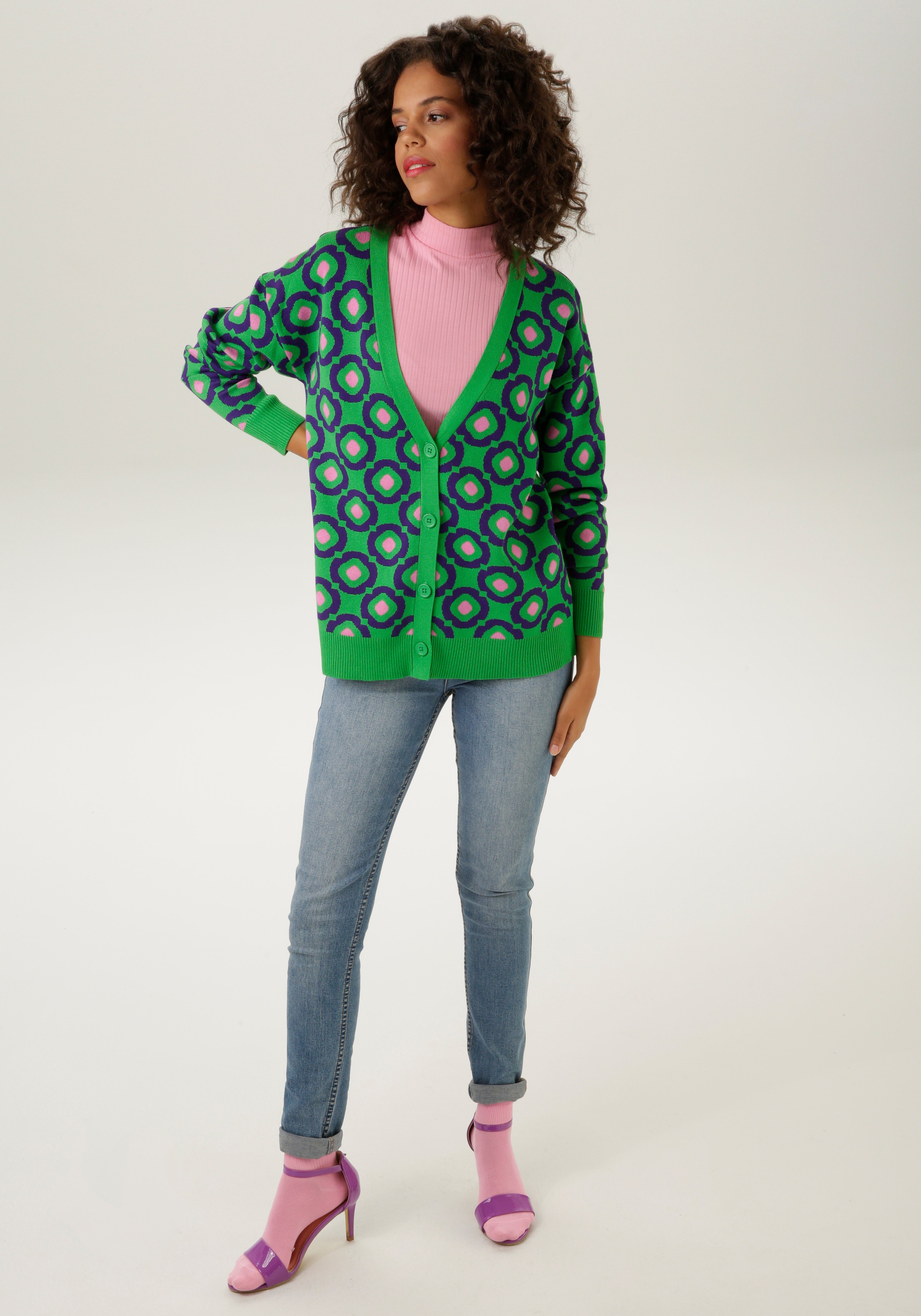 Aniston CASUAL Vest met cool jacquard patroon in retrolook nieuwe collectie