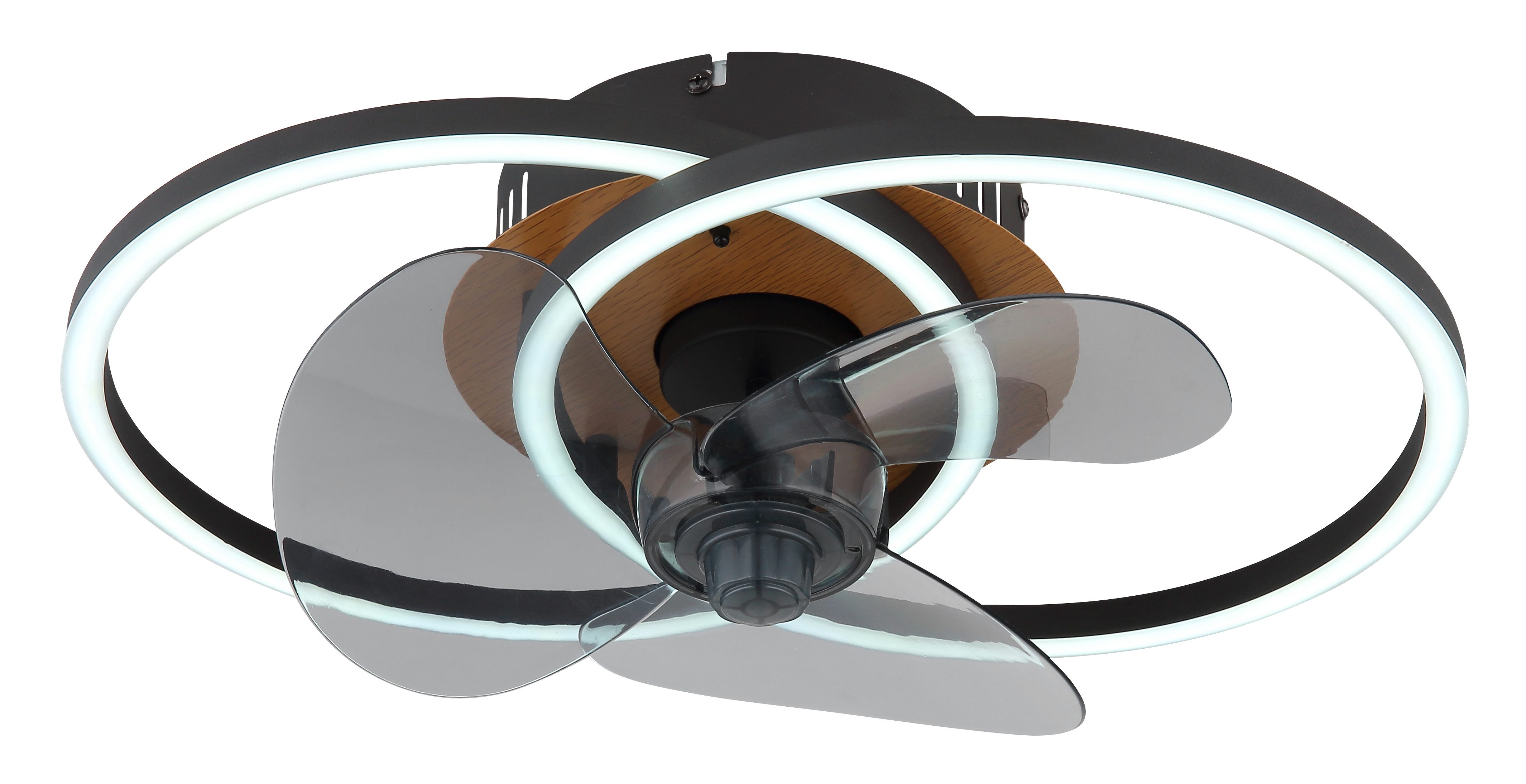 Globo Lightning Plafondlamp KAREN plafondventilator metaal zwart mat LED, koudwit, neutraalwit, warmwit, plafondlamp, ventilator (1 stuk)