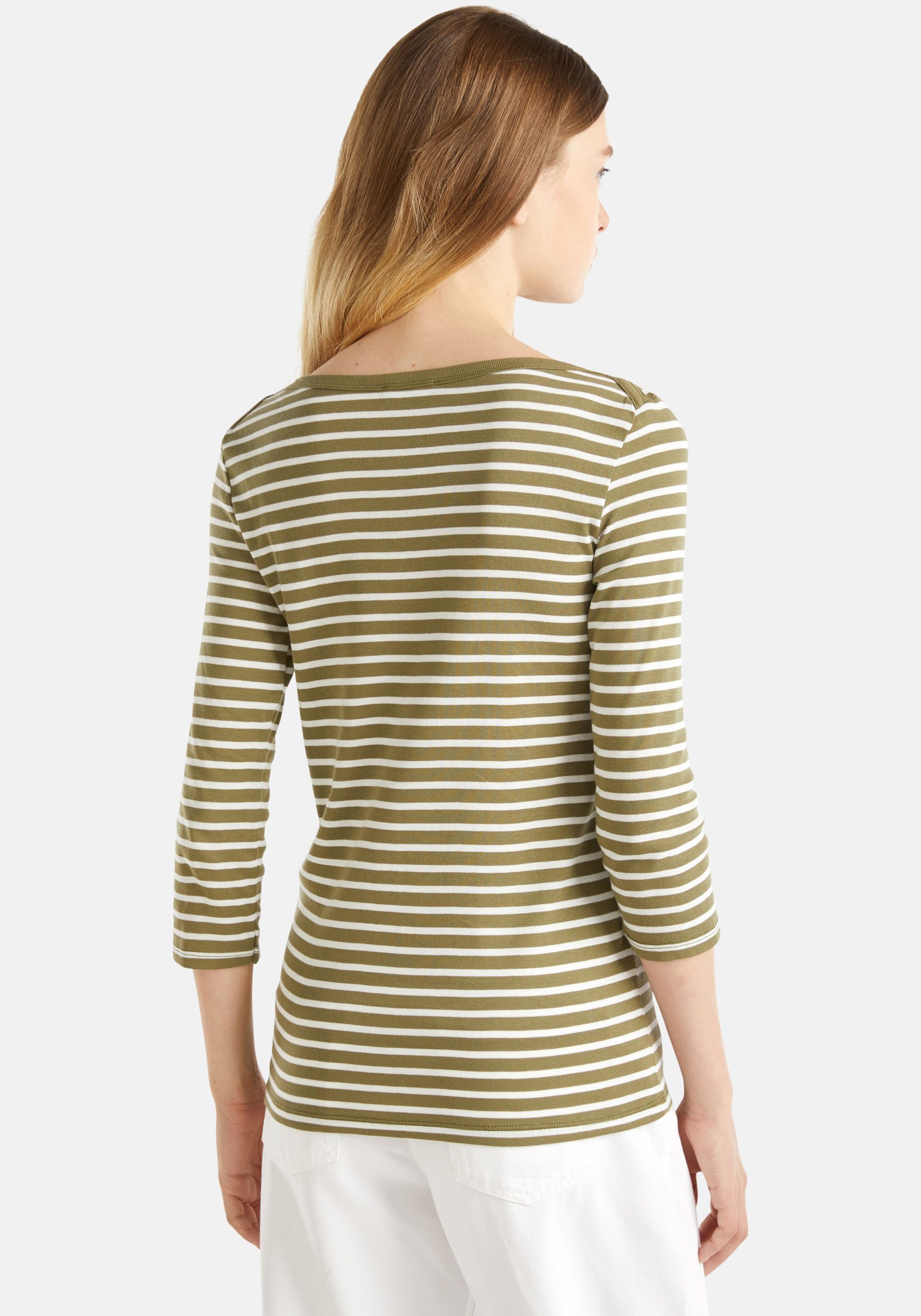 United Colors of Benetton T-shirt L/S met allover streepdessin, modieuze u-halslijn