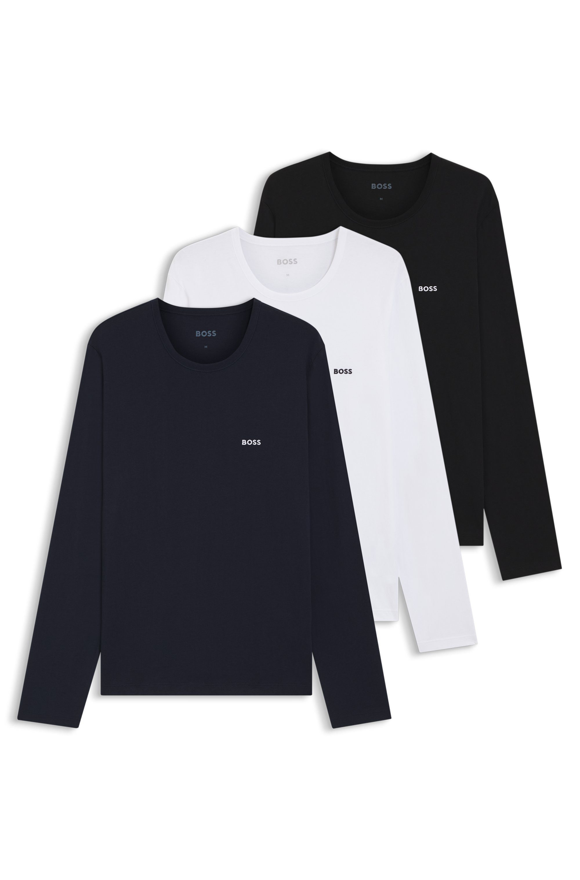 BOSS Shirt met lange mouwen Longsleeve-Shirt R-Neck Classic COTTON 3pcs/pack (3-delig)