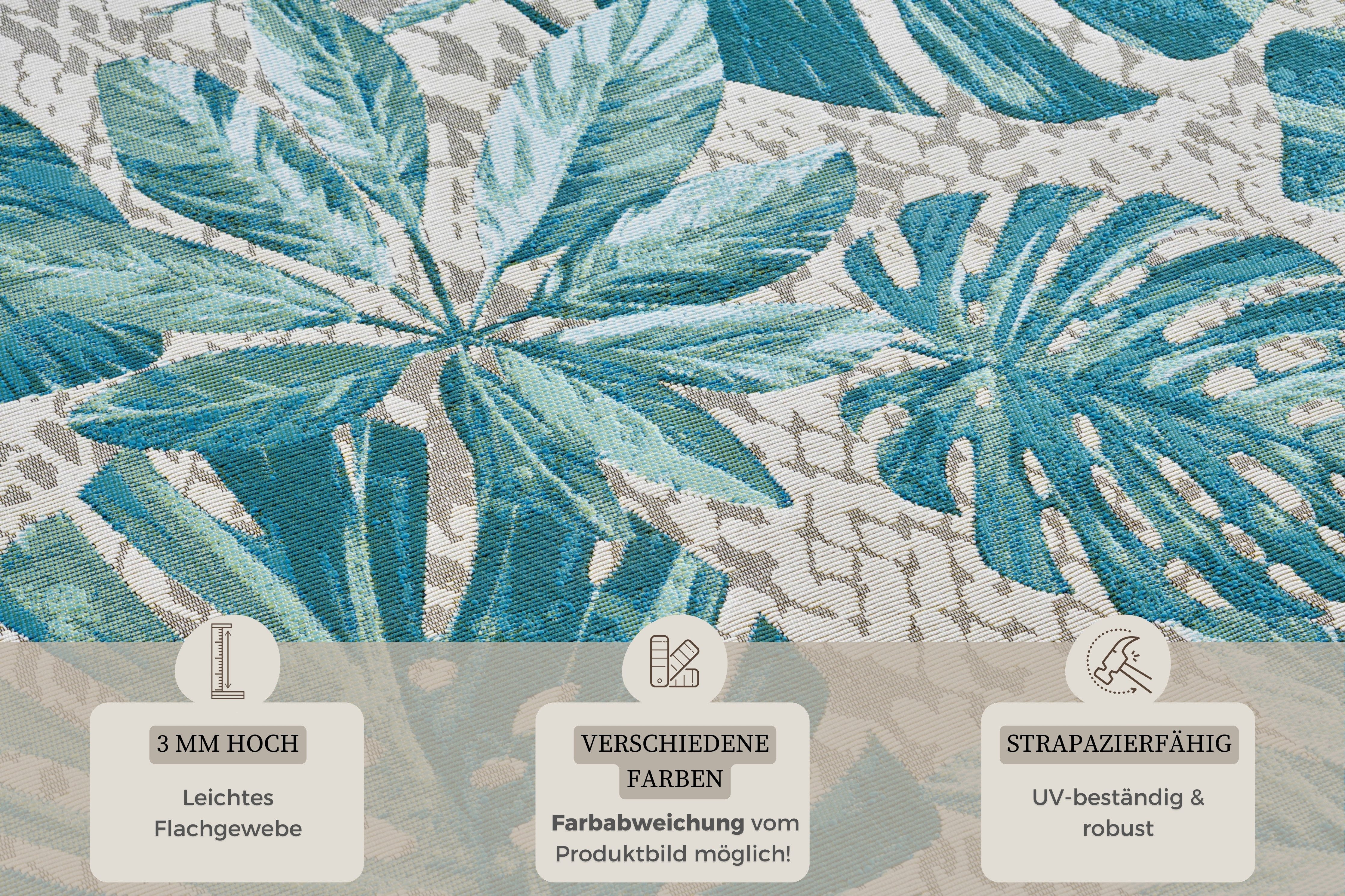 HANSE Home Outdoorkleed Tropical Leaves In-& Outdoor, weerbestendig, balkon, tuin, woonkamer, bloemig, palm