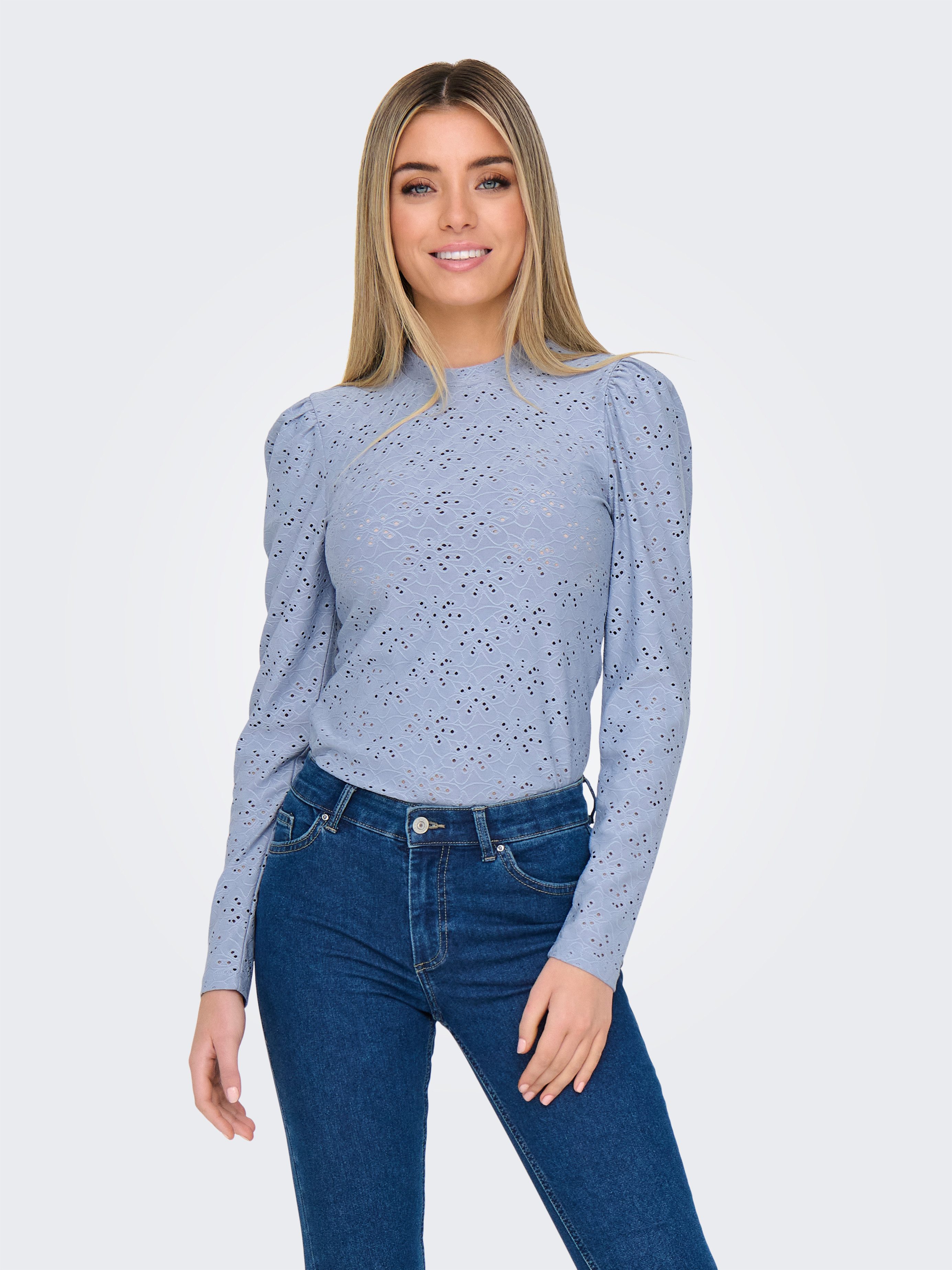 Only Shirt met lange mouwen ONLSMILLA L/S PUFF TOP JRS