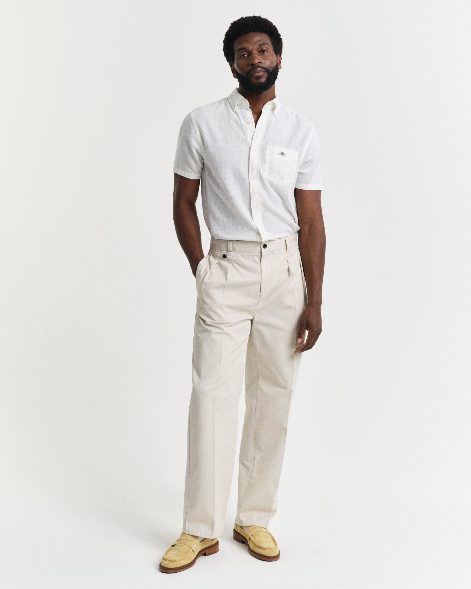 Gant Overhemd met korte mouwen REG COTTON LINEN SS SHIRT