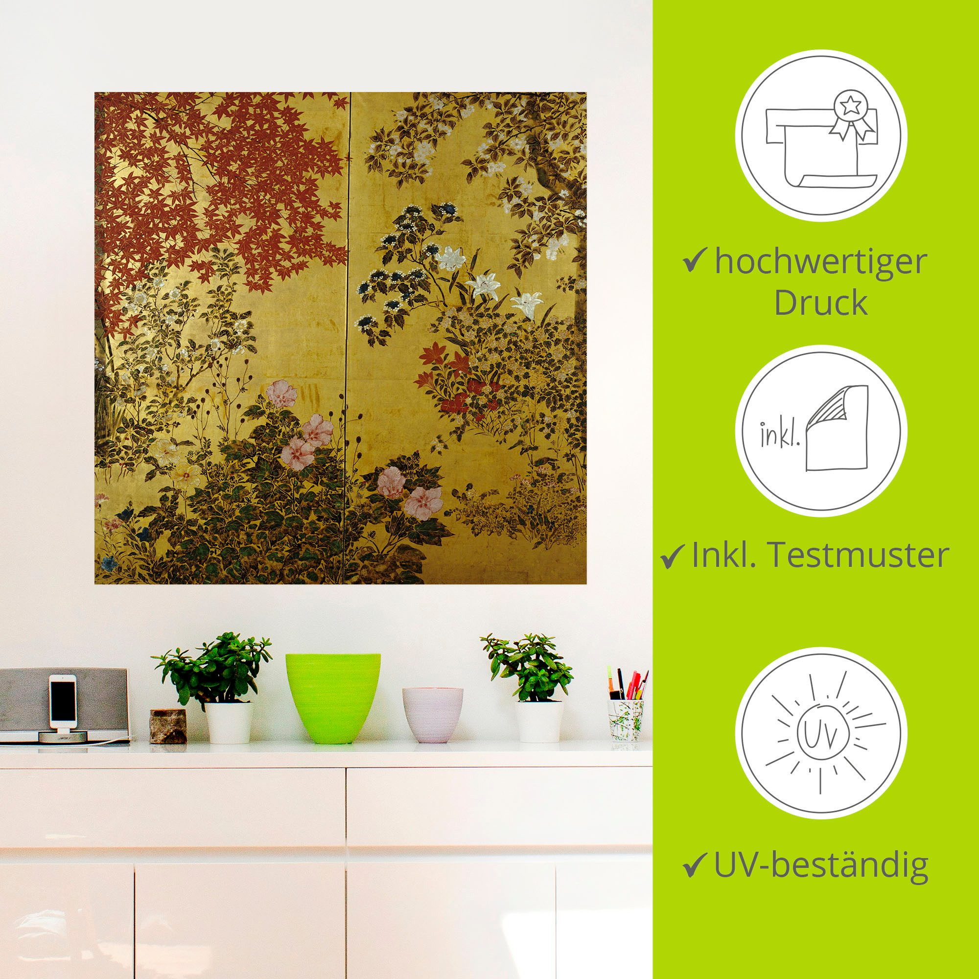 Artland Artprint Japans scherm 18e eeuw als artprint op linnen, poster, muursticker in verschillende maten