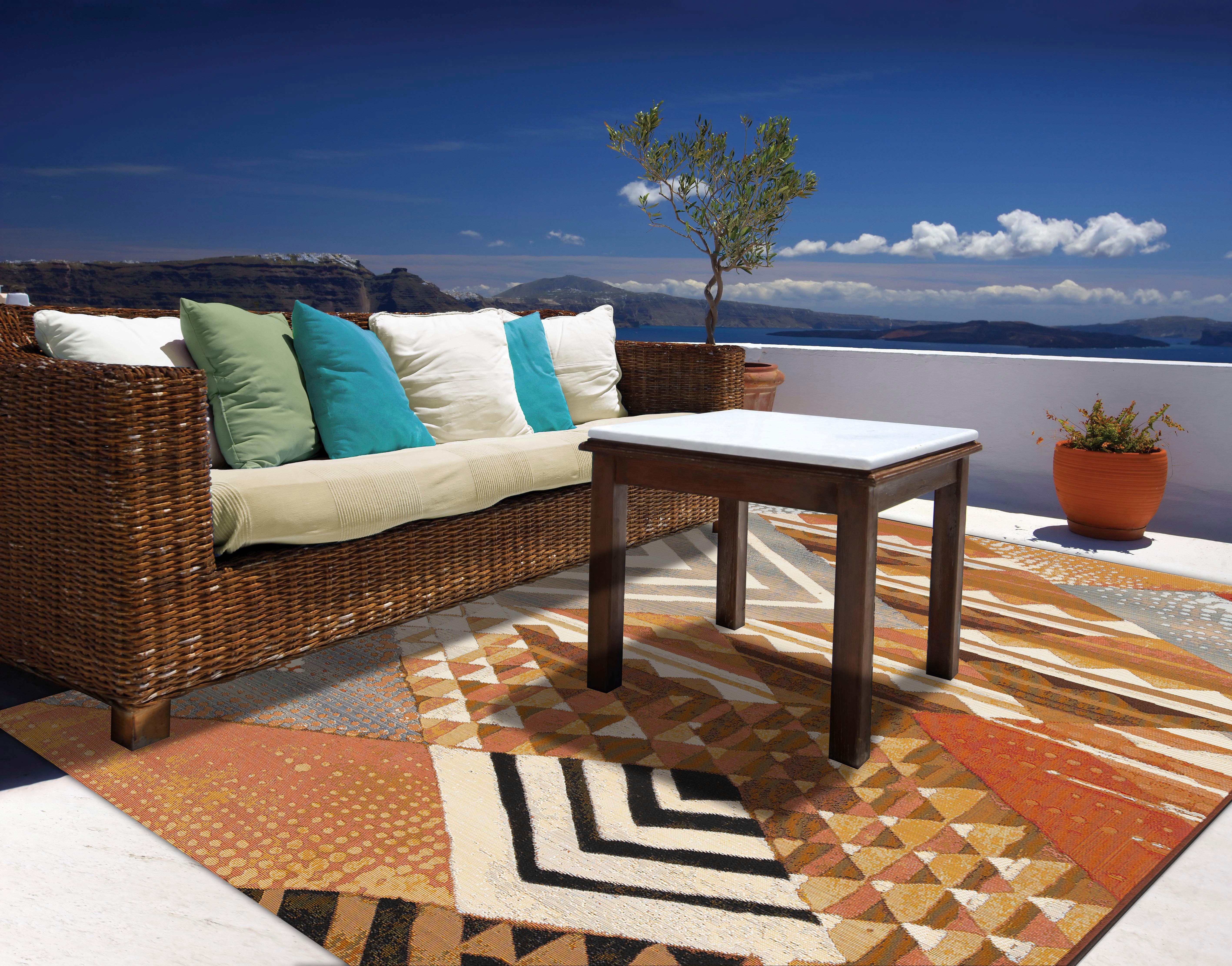 Gino Falcone Vloerkleed Outdoor-Africa 35 Platweefsel, geschikt voor binnen en buiten, woonkamer