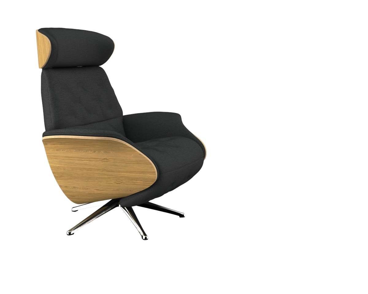 FLEXLUX Relaxfauteuil Volden praktische elektrische fauteuil Maat M, elektrische rug- en voetensteun, accu, armleuning Eiken, aluminium voet