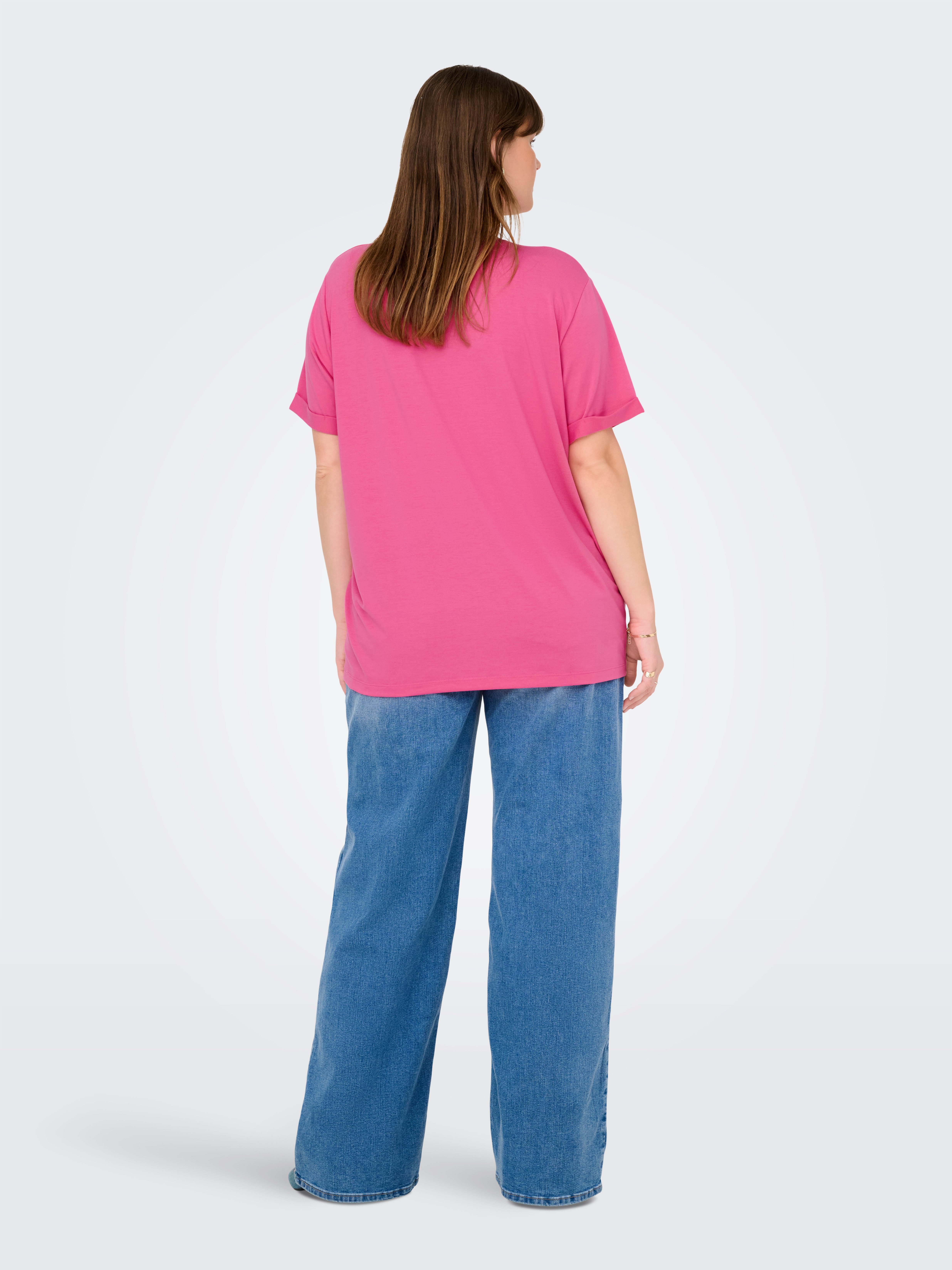 ONLY CARMAKOMA Shirt met korte mouwen CARMOSTER S/S FOLD UP TOP JRS NOOS