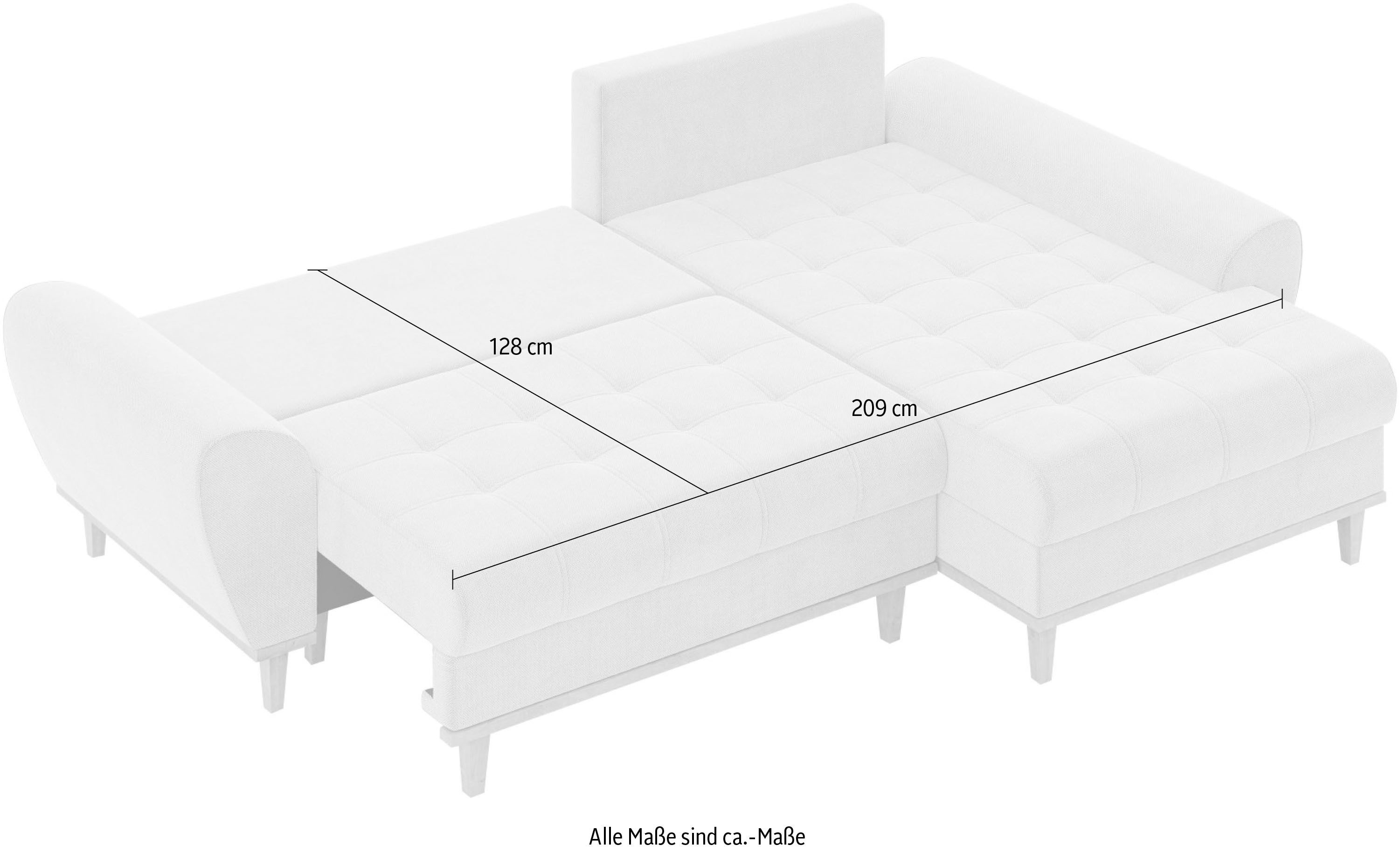 Home affaire Hoekbank Ahrdorf met bedfunctie en opbergruimte, afmetingen: B/H/D 268/86/175 cm