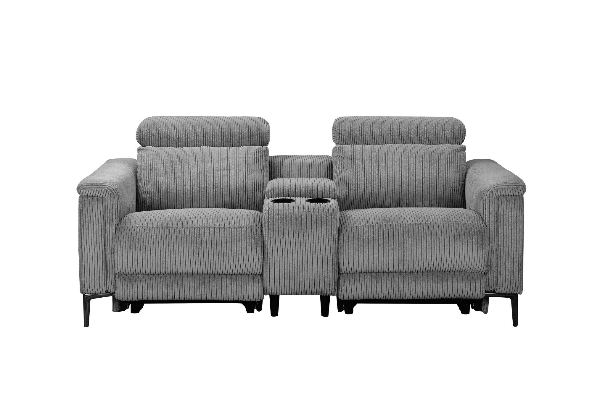 Places of Style 2-zitsbank Lund in cord, 2-zits bioscoopbank, tv-fauteuil, multimedia-sofa, USB-A met elektrische of handmatige relaxfunctie, bekerhouder en opbergruimte