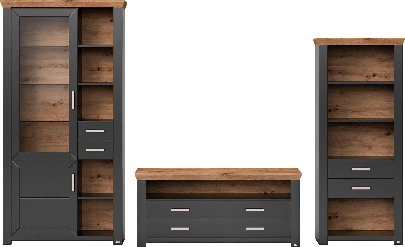 set one by Musterring Wandmeubel York Combinatie met 4 delen, in 3 kleurvarianten, totale breedte 340 cm (4-delig)