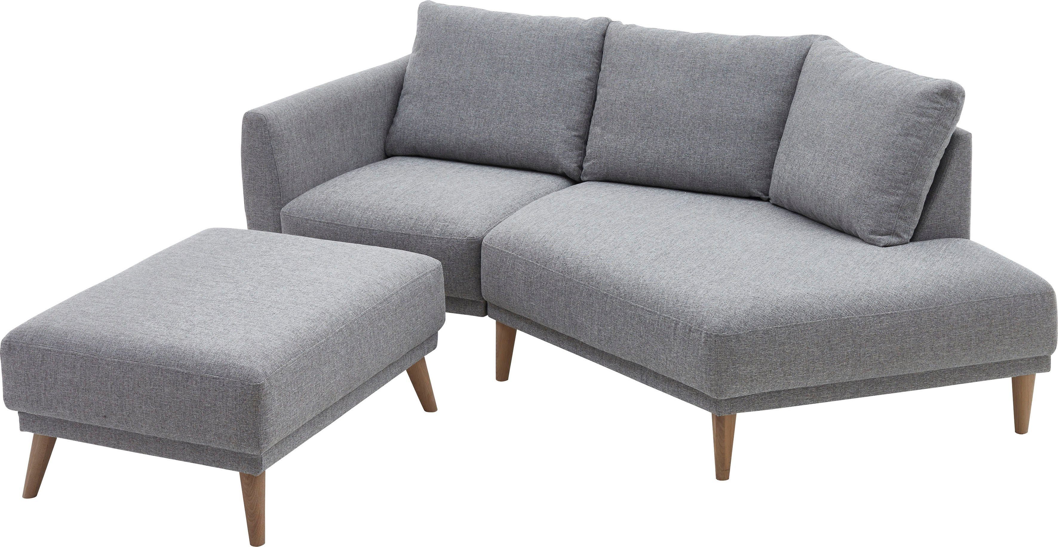 ATLANTIC home collection 2,5-zitsbank Elvis Hoekbank met open einde in Scandinavische stijl, massief houten poten