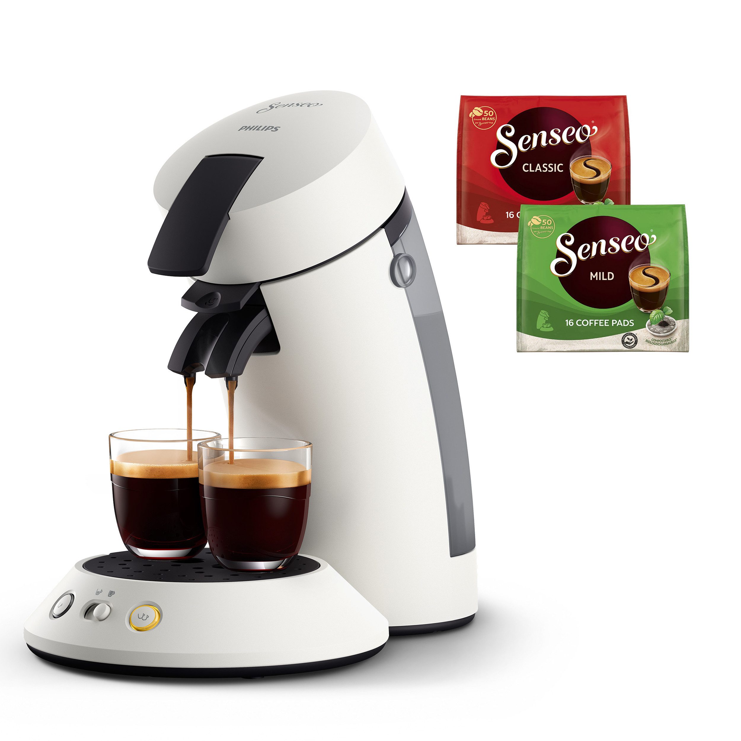 Senseo Koffiepadautomaat Original Plus CSA210/10, van 28% gerecycled plastic, inclusief...