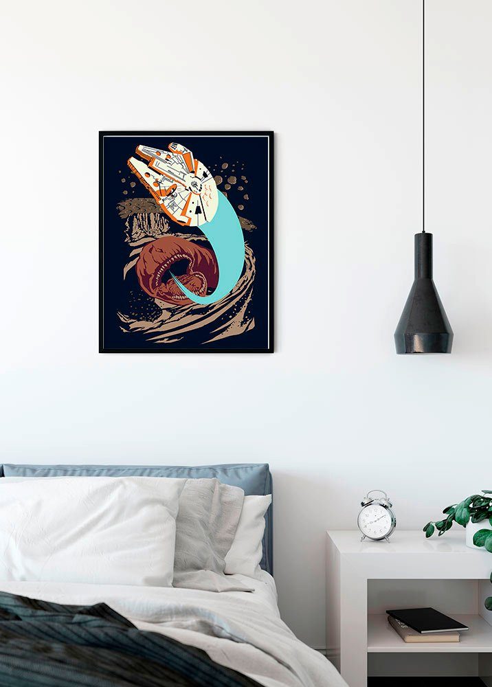 Komar Wanddecoratie Star Wars Classic Vector Asteroid Worm Wanddecoratie voor de kinderkamer - zonder lijst (1 stuk)