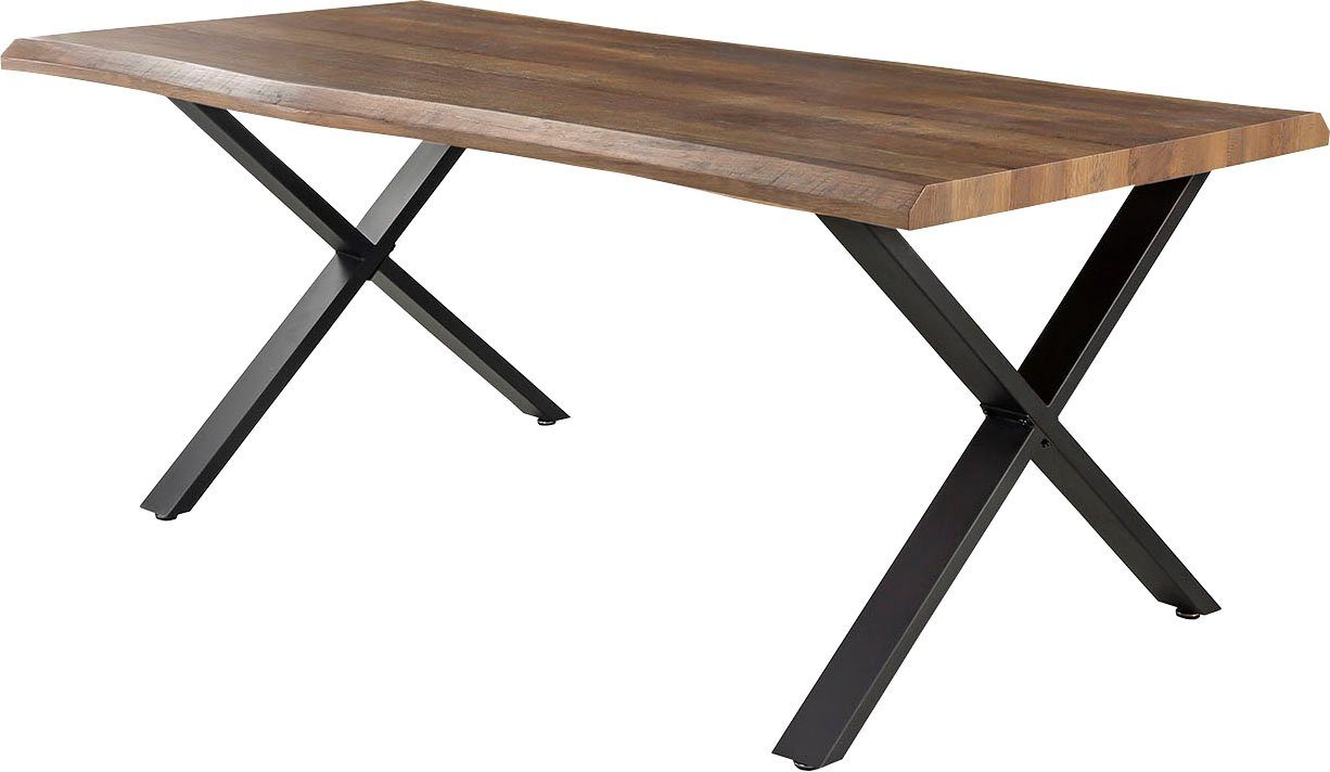 Jockenhöfer Gruppe Eettafel Marita 180 x 100 cm gebogen boomstam look en zwart onderstel eettafels