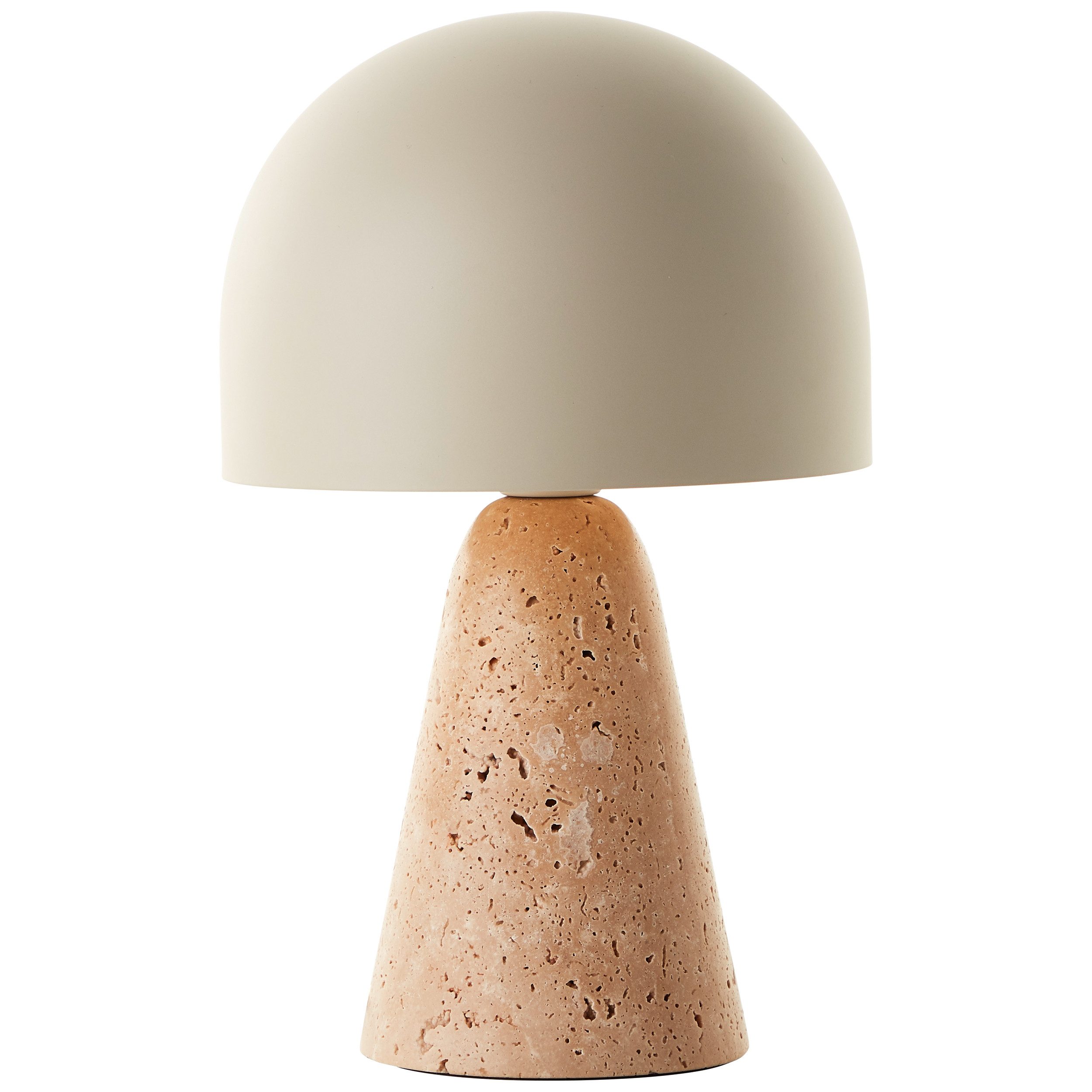 Brilliant Leuchten Tafellamp Nalam met travertijn voet en metalen kap, e14, 31 x 20 cm, beige