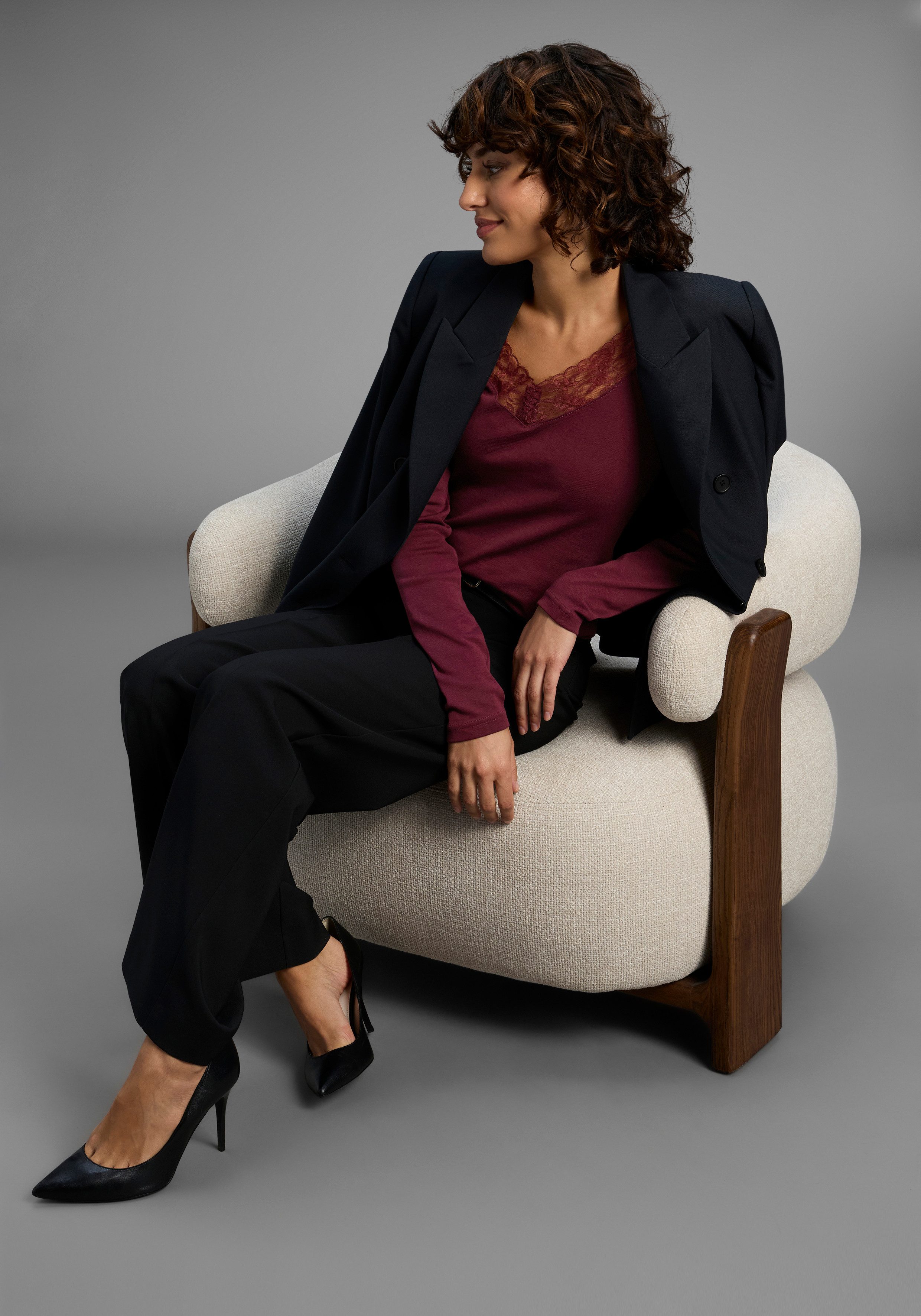 Laura Scott Longsleeve met mooie kanten rand - nieuwe collectie (set, 2-delig)