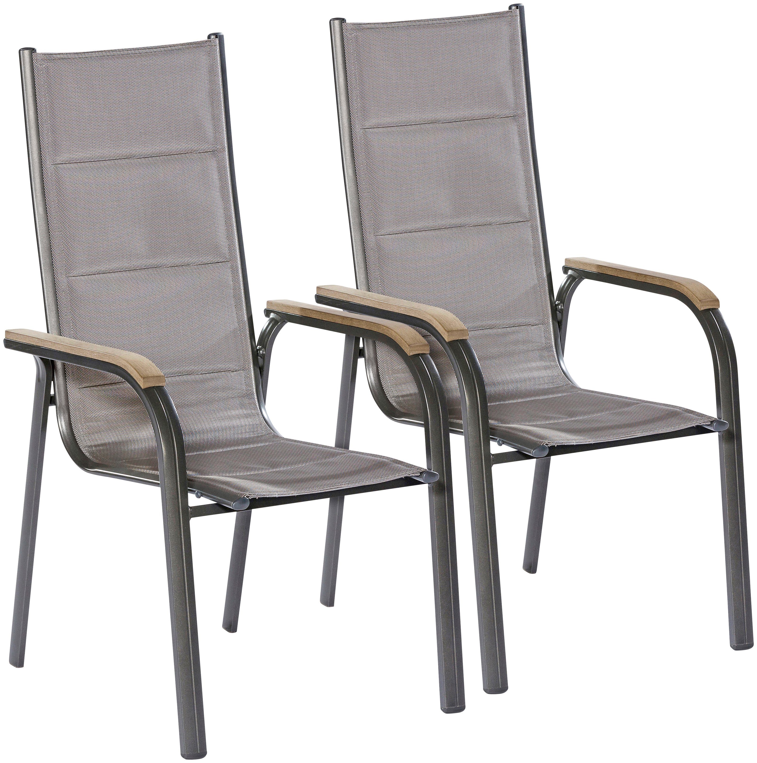 MERXX Tuinstoel Trivero set van 2, aluminium/textiel, stapelbaar, bruin (set, 2 stuks) tuinstoelen grijs