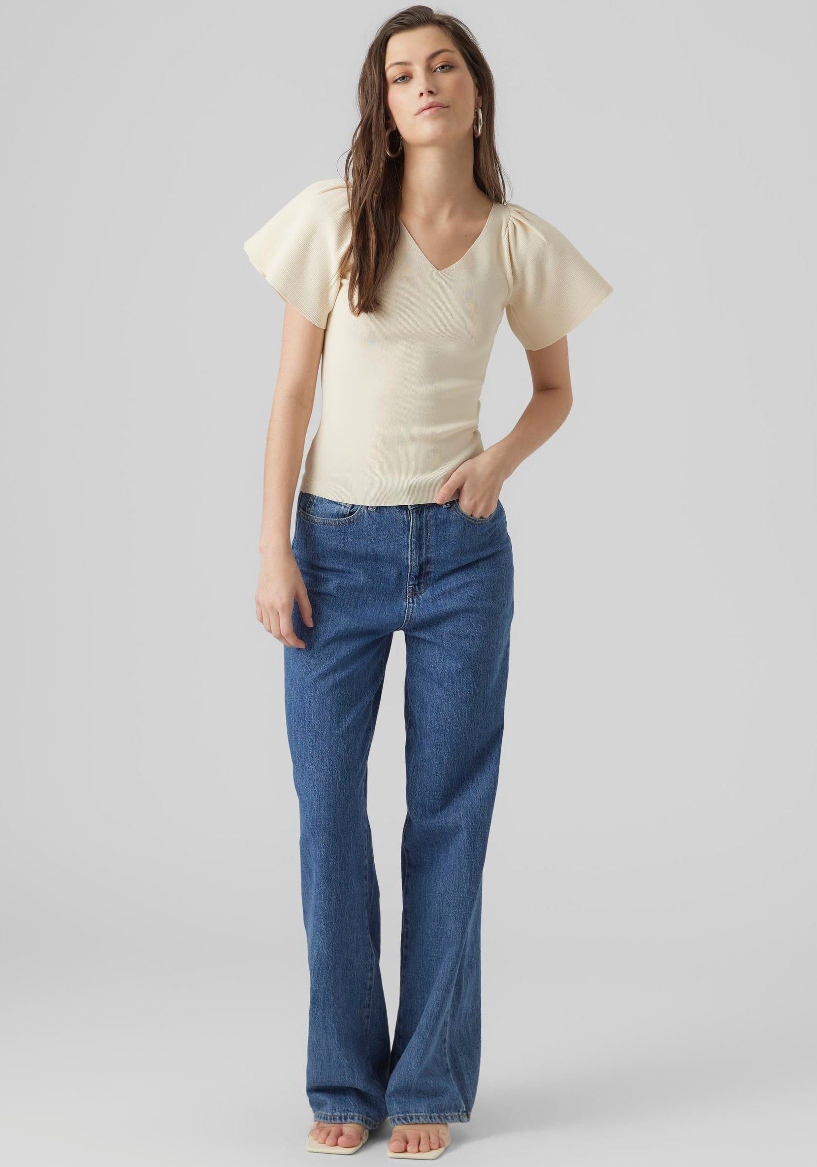 Vero Moda Gebreide trui VMGINNY SS V-NECK PULLOVER NOOS