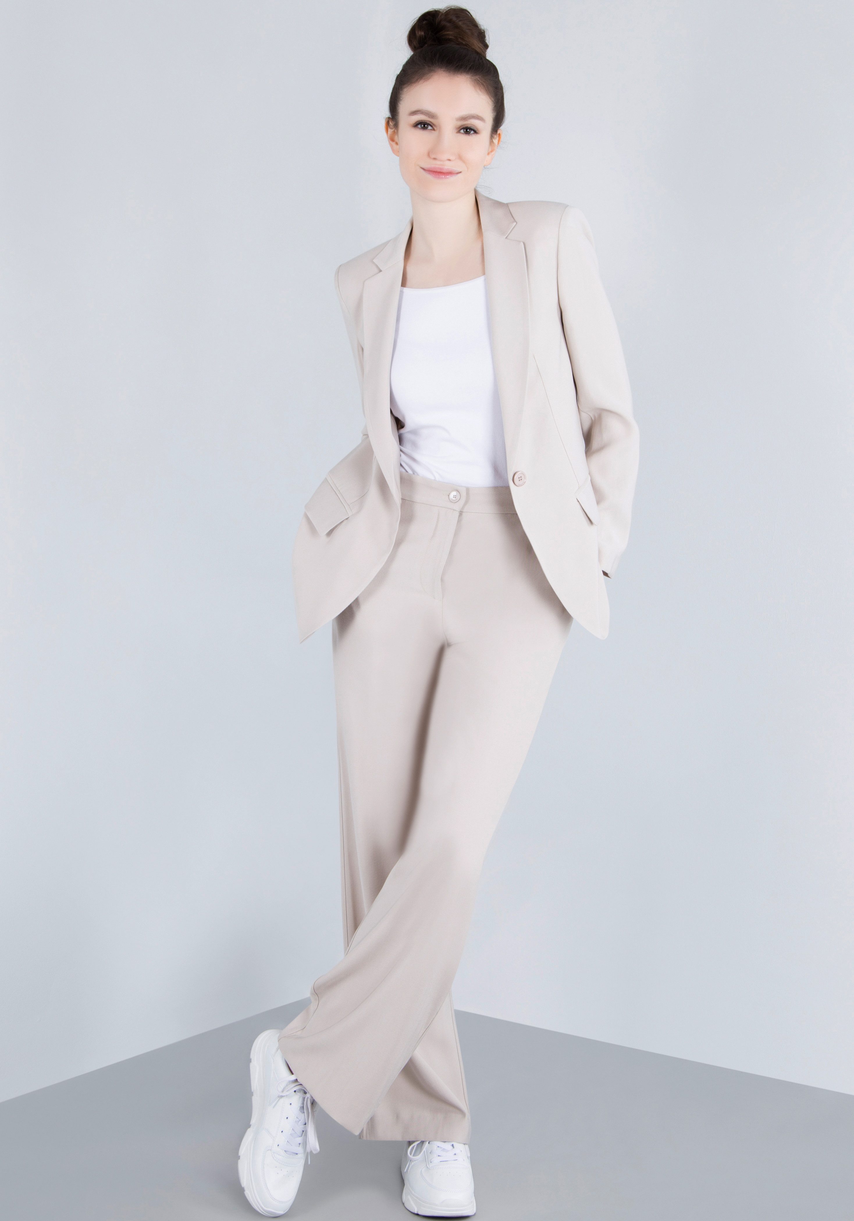 IMPERIAL Bandplooibroek Casual wijde broek met elastische tailleband aan de achterkant