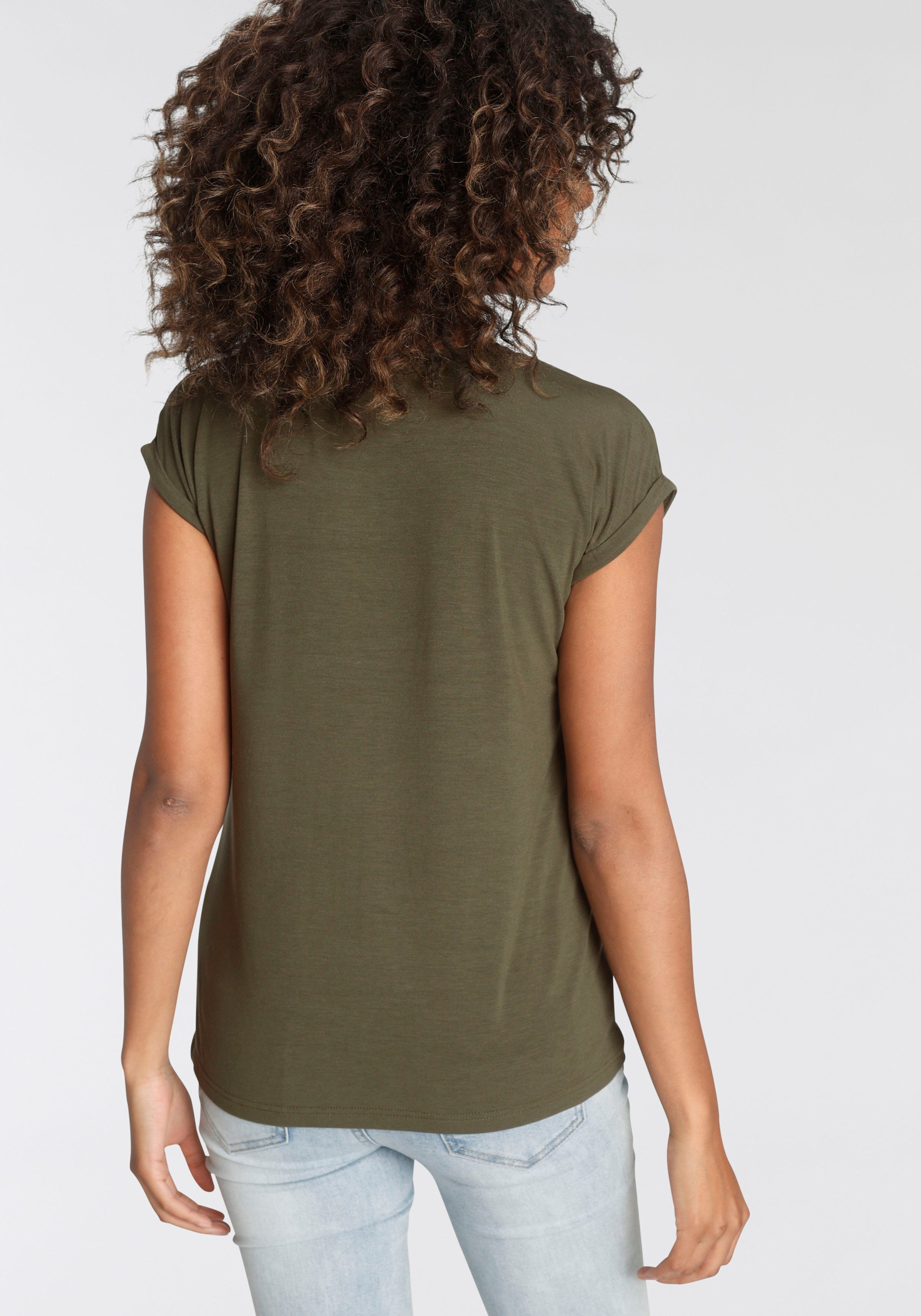 Tamaris T-shirt Korte mouwen, regular fit, effen, met ronde hals