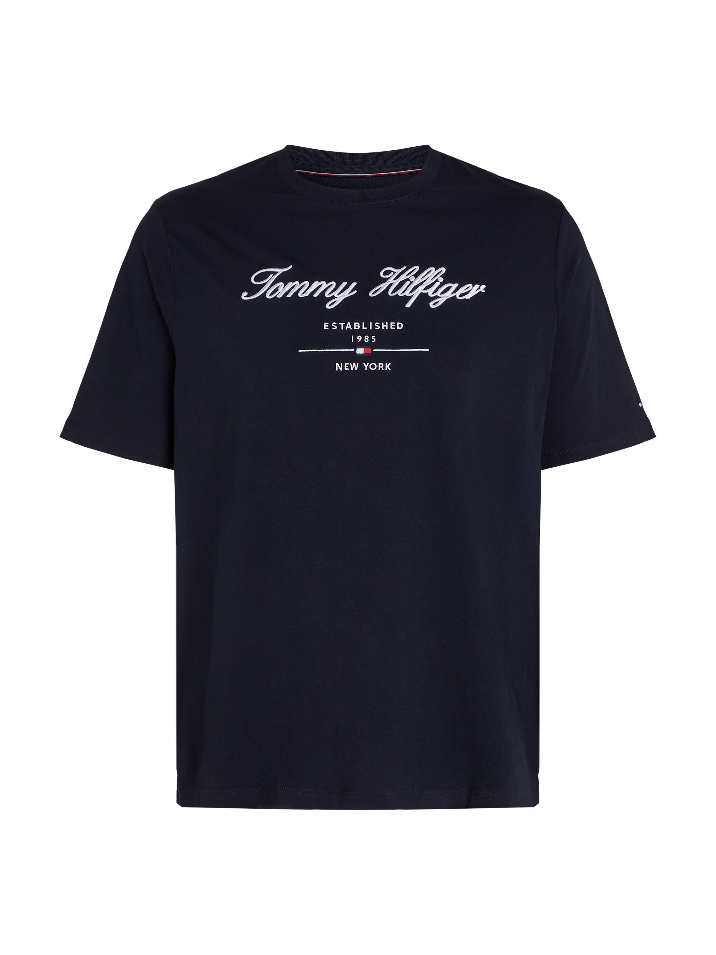 Tommy Hilfiger Shirt met ronde hals BT-SCRIPT LOGO TEE-B in grote maten, logoborduring