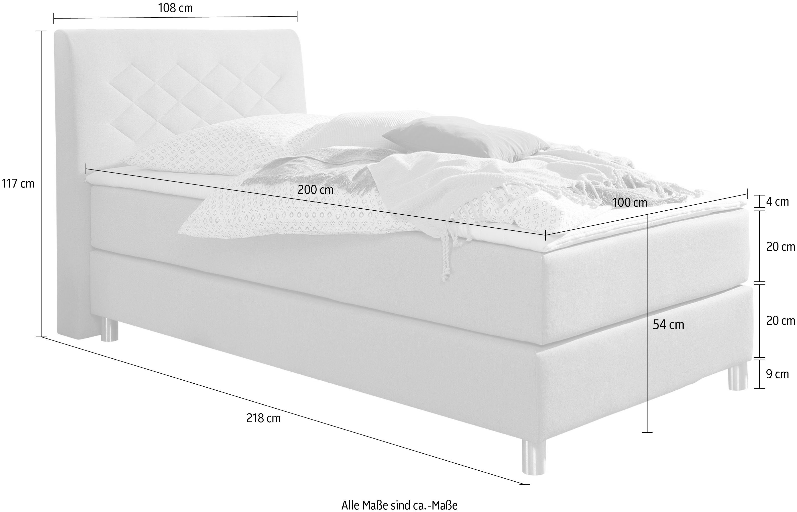 INOSIGN Boxspring Parla incl. topmatras, 4 kleuren in 4 breedten, 2 hardheden, 3 matrassoorten