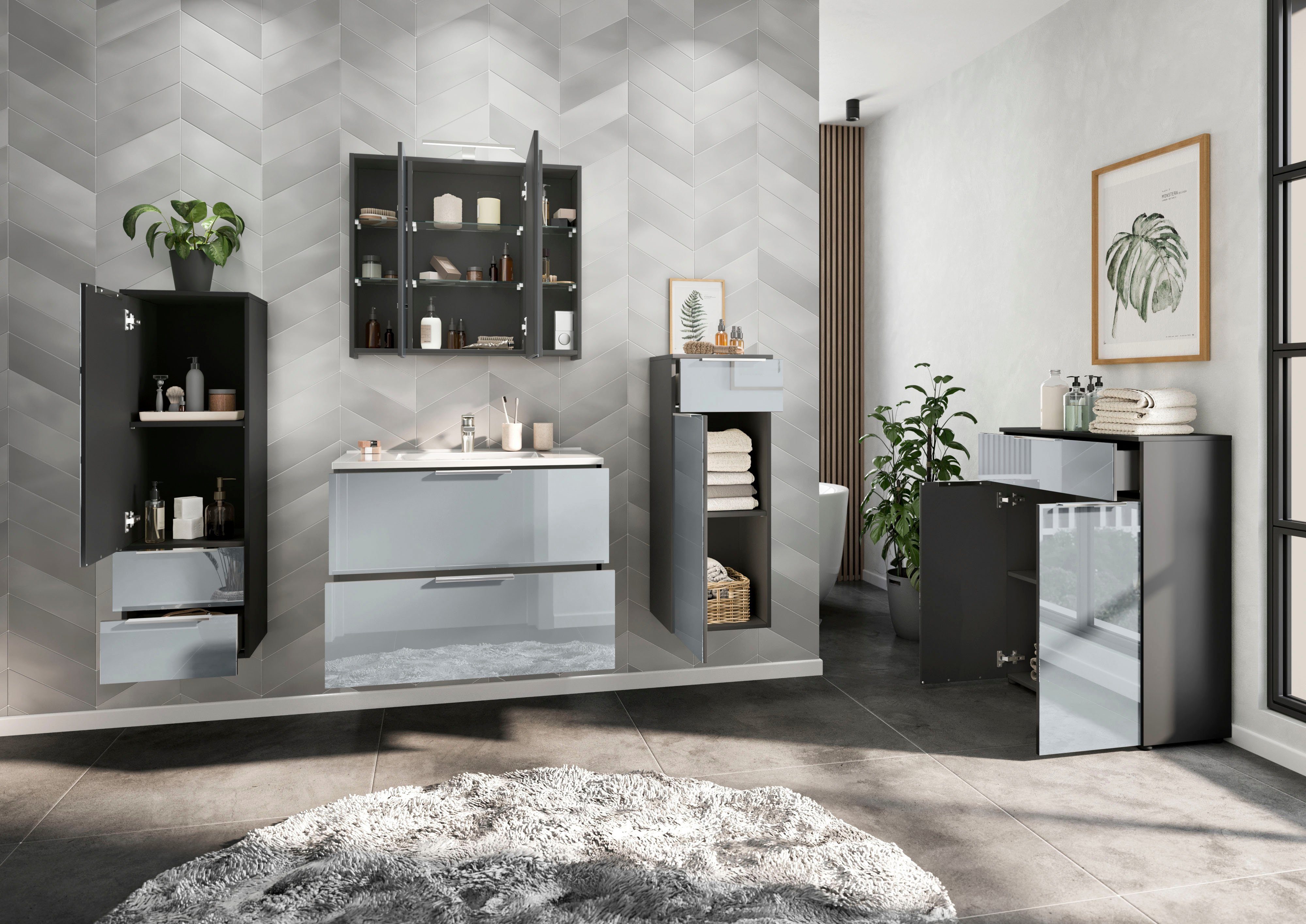 GERMANIA Halfhoge kast OAKLAND Kast met 2 laden, een deur en een verstelbare plank