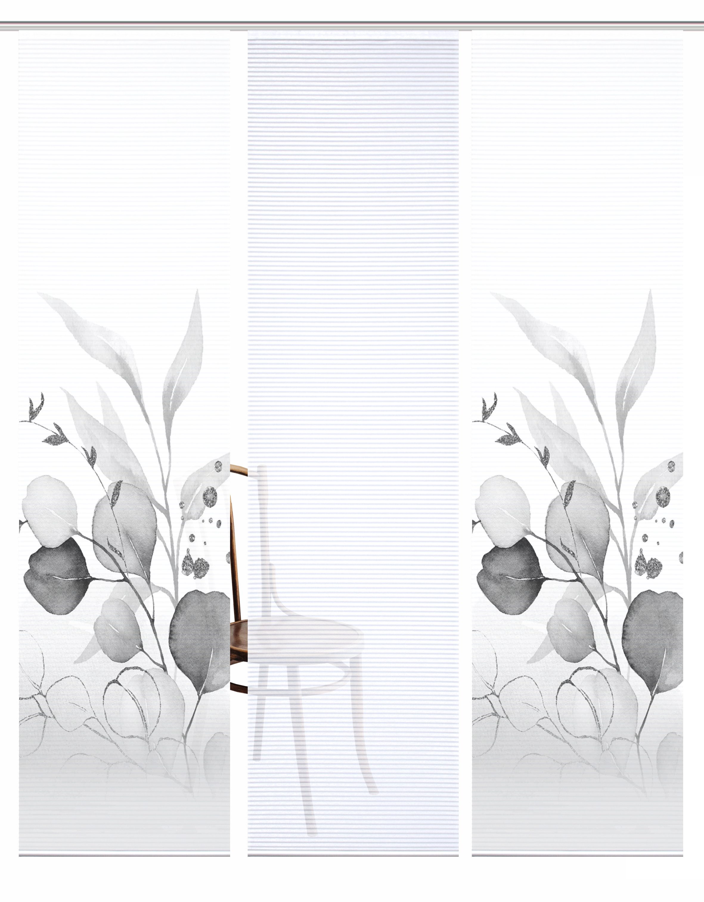 HOME in green Paneelgordijn ABANIO SET DIGITALE PRINT, BAMBOELOOK GERECYCLED (3 stuks)