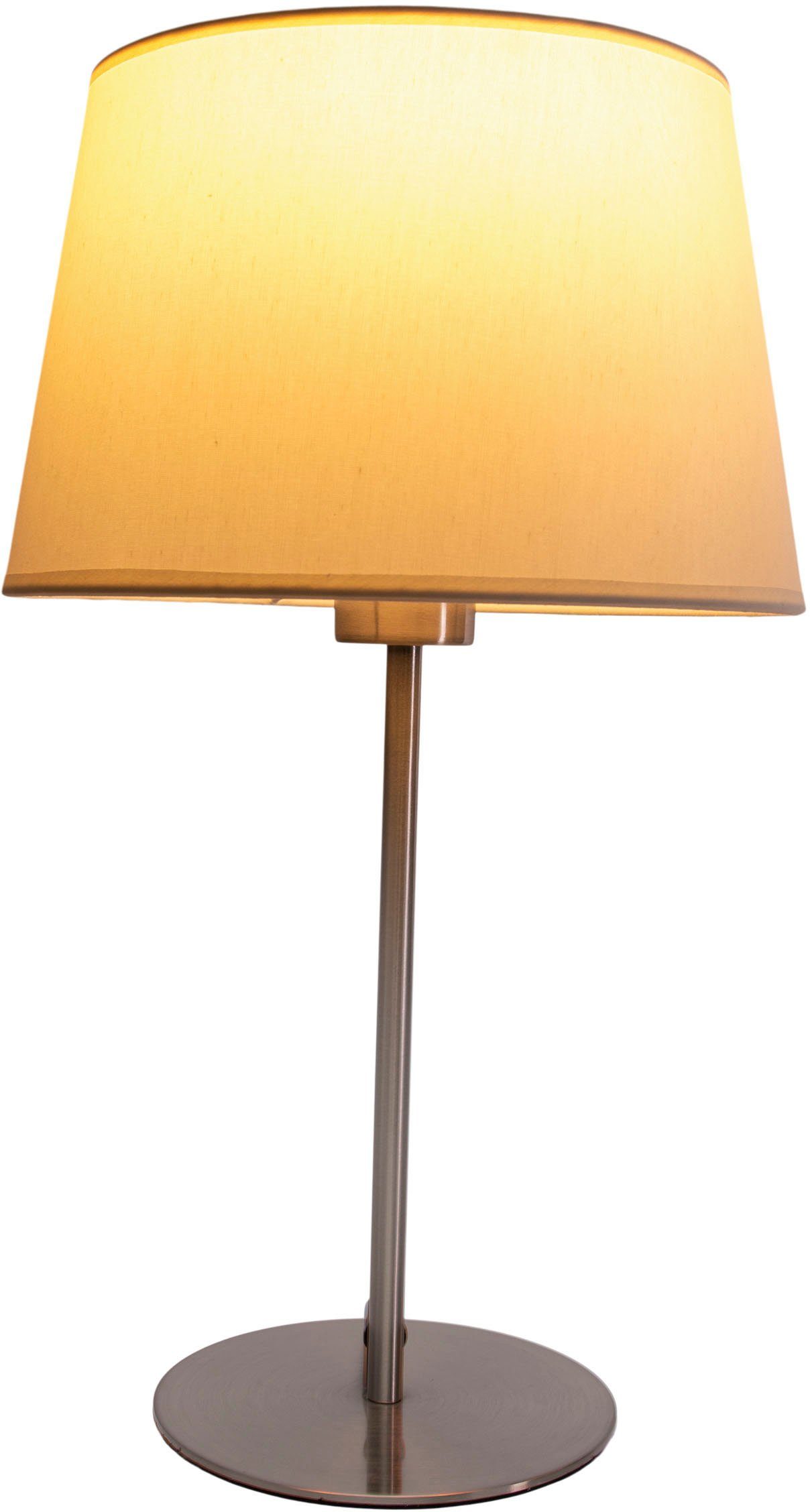näve Tafellamp Bologna Ijzer/textiel, staal blank/beige, excl. 1xE27 max. 40W, hoogte: 45 cm (1 stuk)