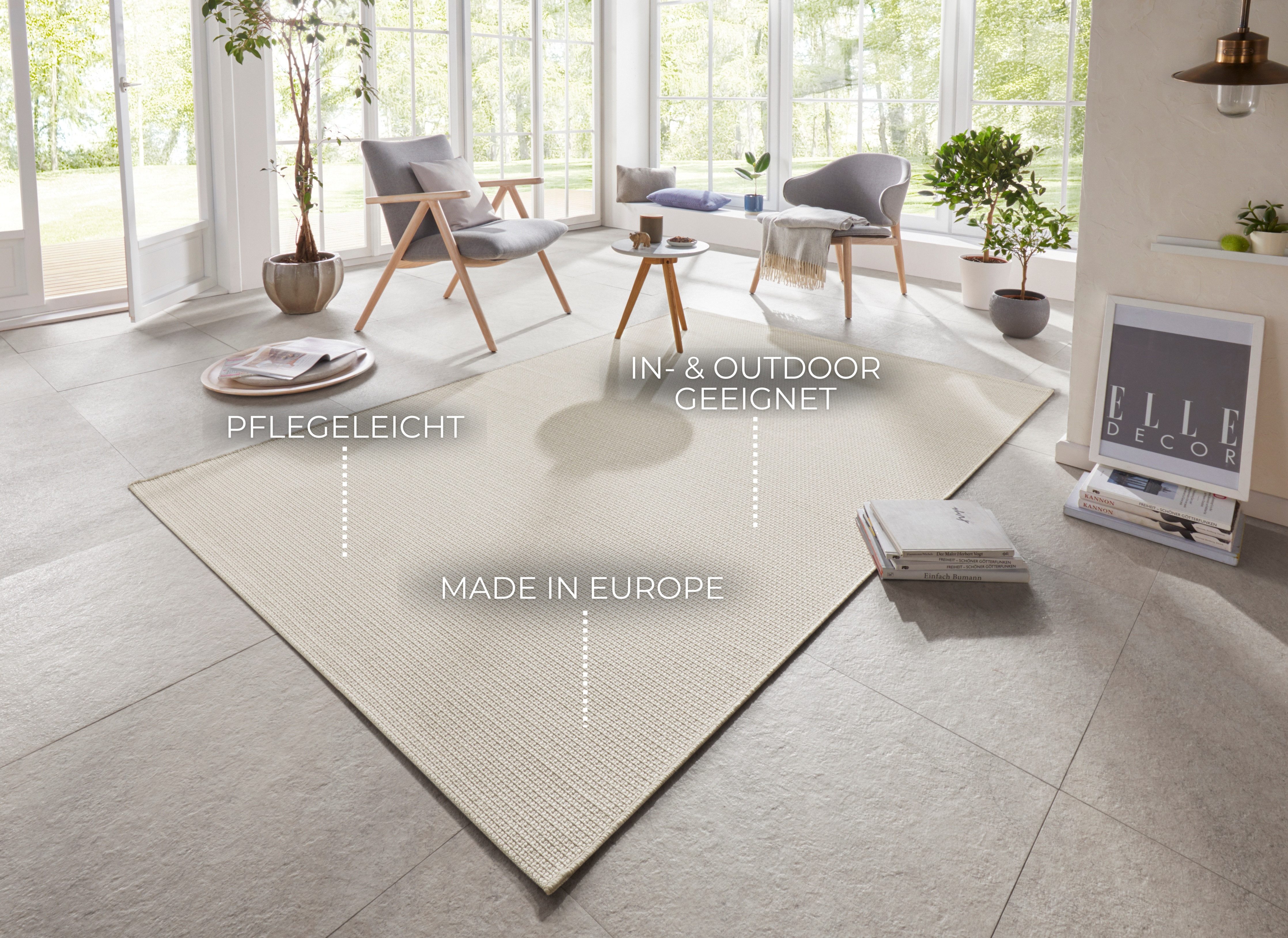 ELLE DECORATION Vloerkleed Millau Platweefsel, in- & outdoor, modern, terras, balkon, woonkamer