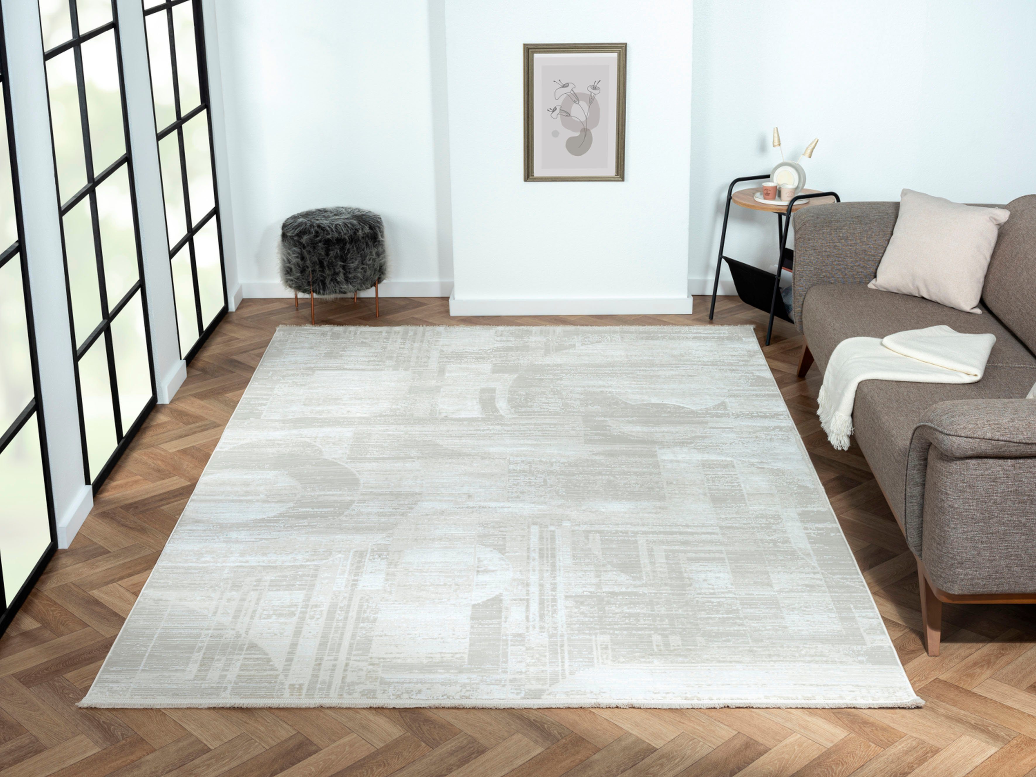 Myflair Möbel & Accessoires Vloerkleed My Circles Kortpolig, modern ontwerp, retro-stijl, met franjes, bijzonder zacht