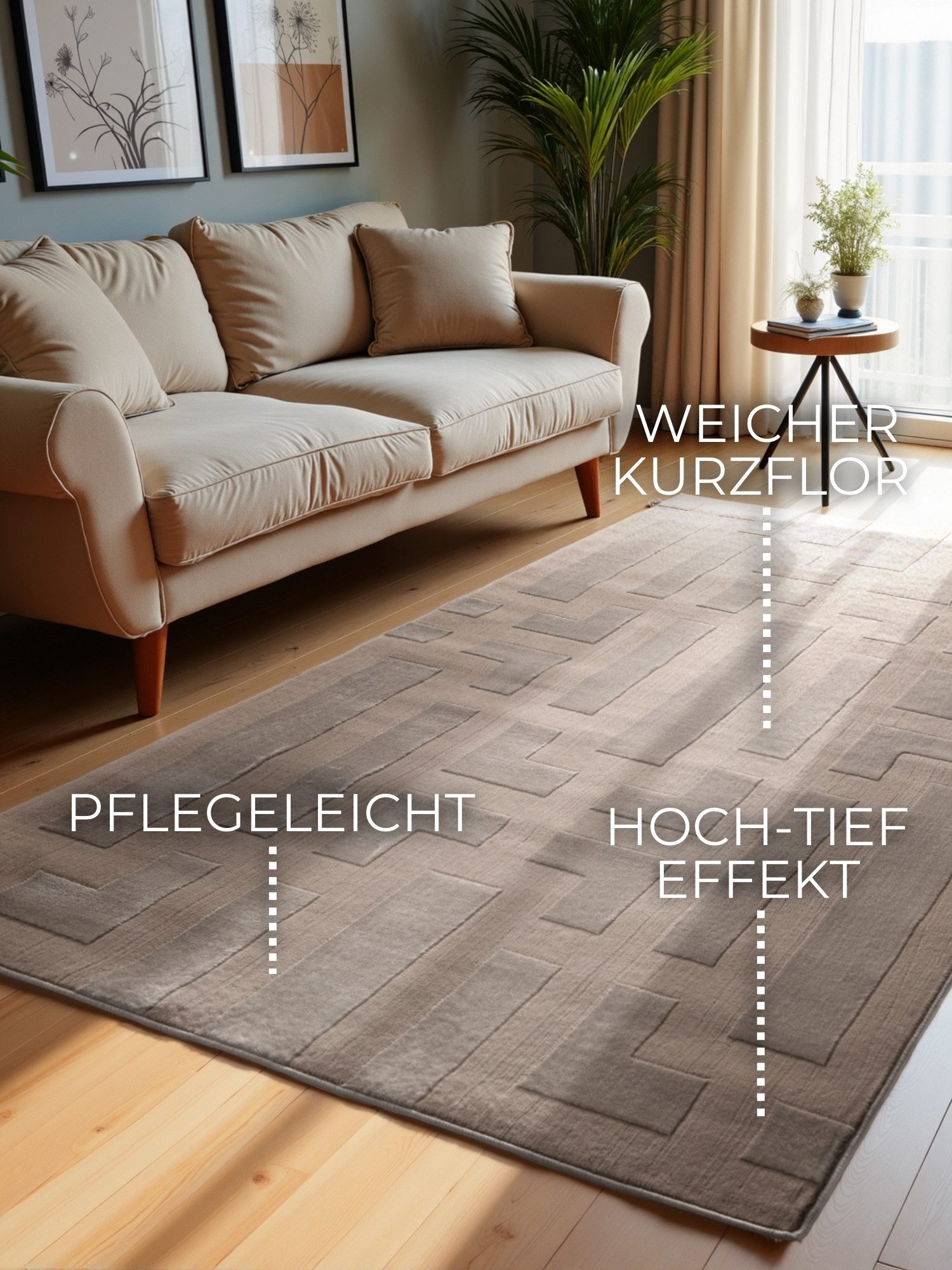 ELLE DECORATION Design-vloerkleed Onyx Woonkamer, slaapkamer, loper, hoog-laag effect, gang, glans