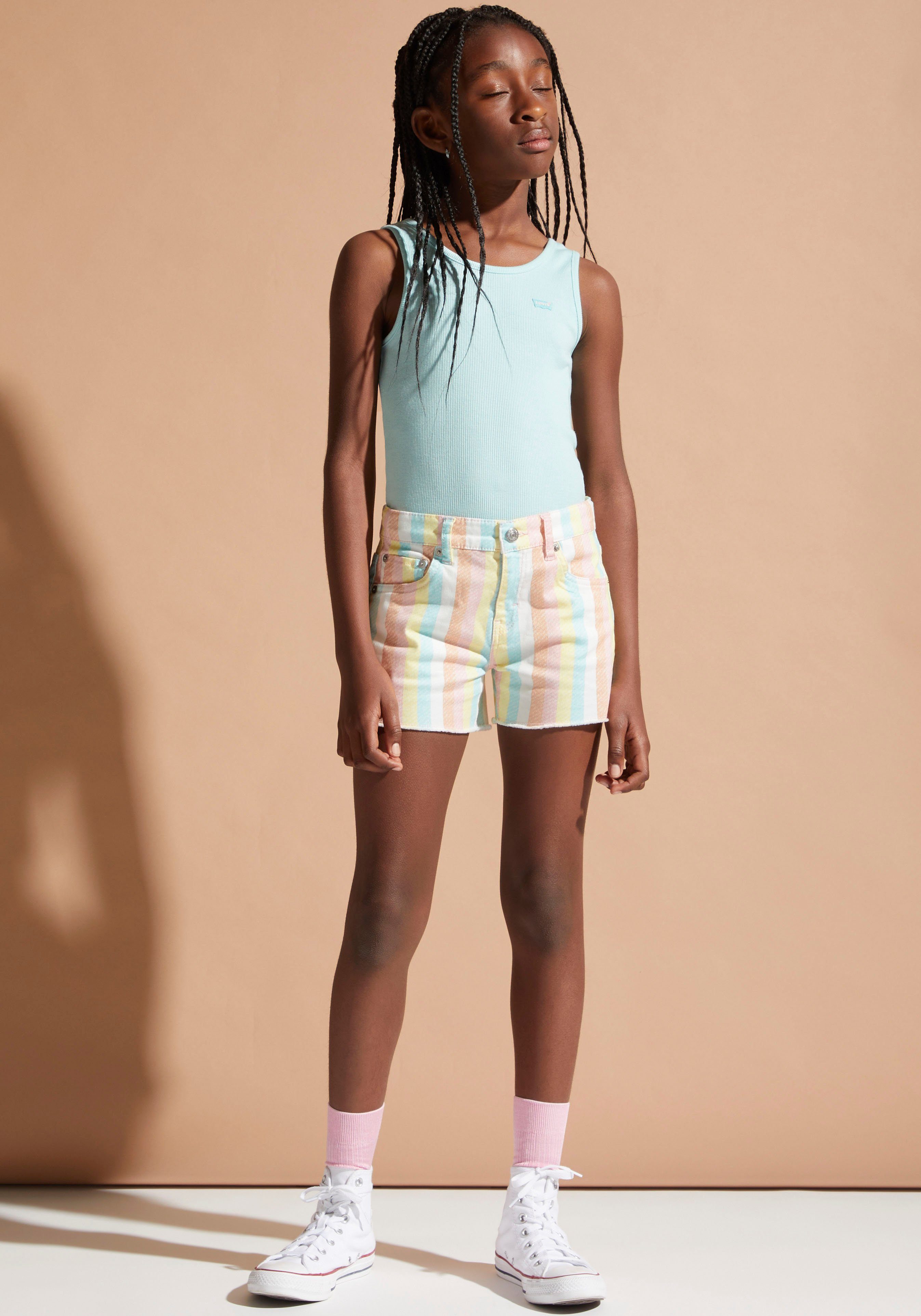Levi's Kidswear Geribde tanktop LVG MEET AND GREET RIBBED TANK meisjes tops maat 3 (98) blauw
