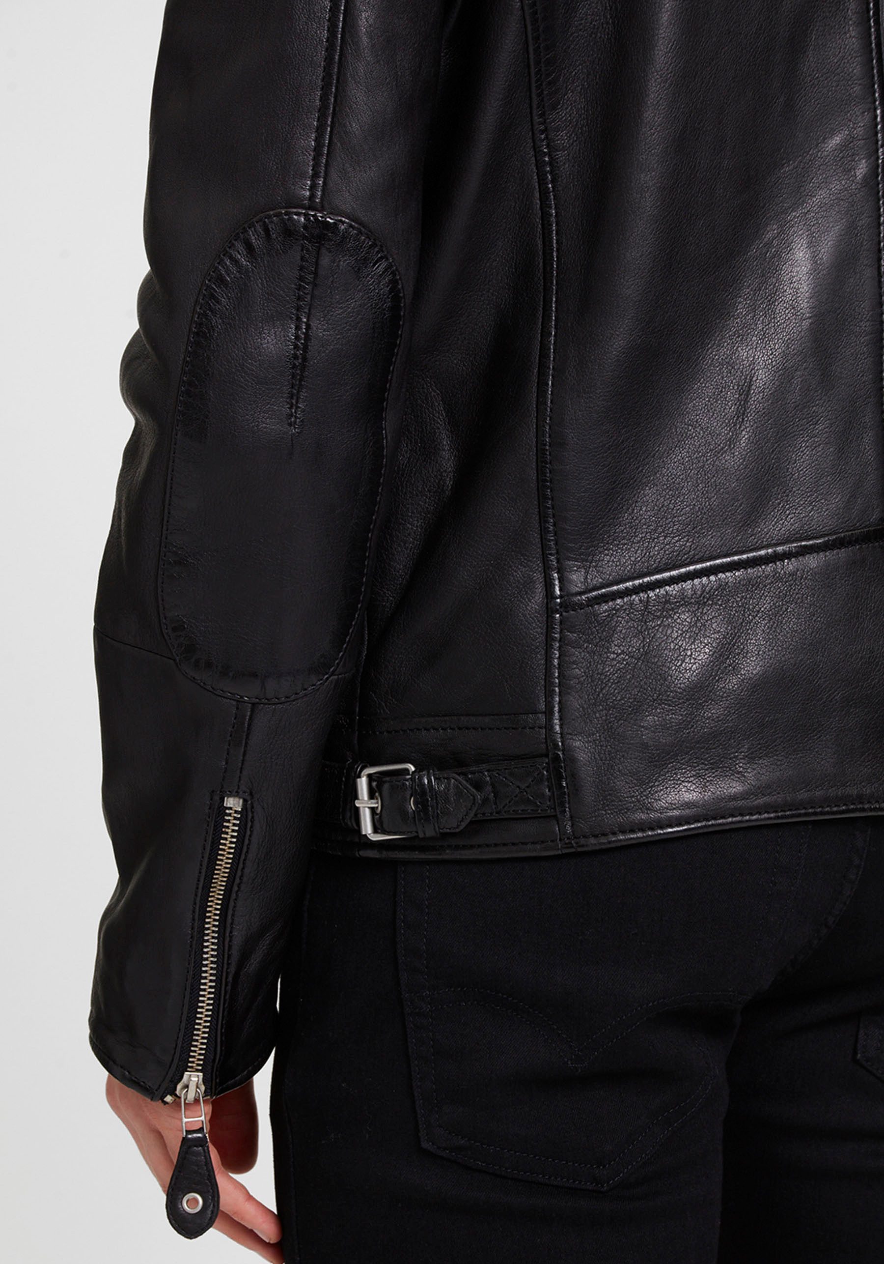 Mauritius Leren jack Mavric SF NSLV in bikerstijl, asymmetrische rits, studs