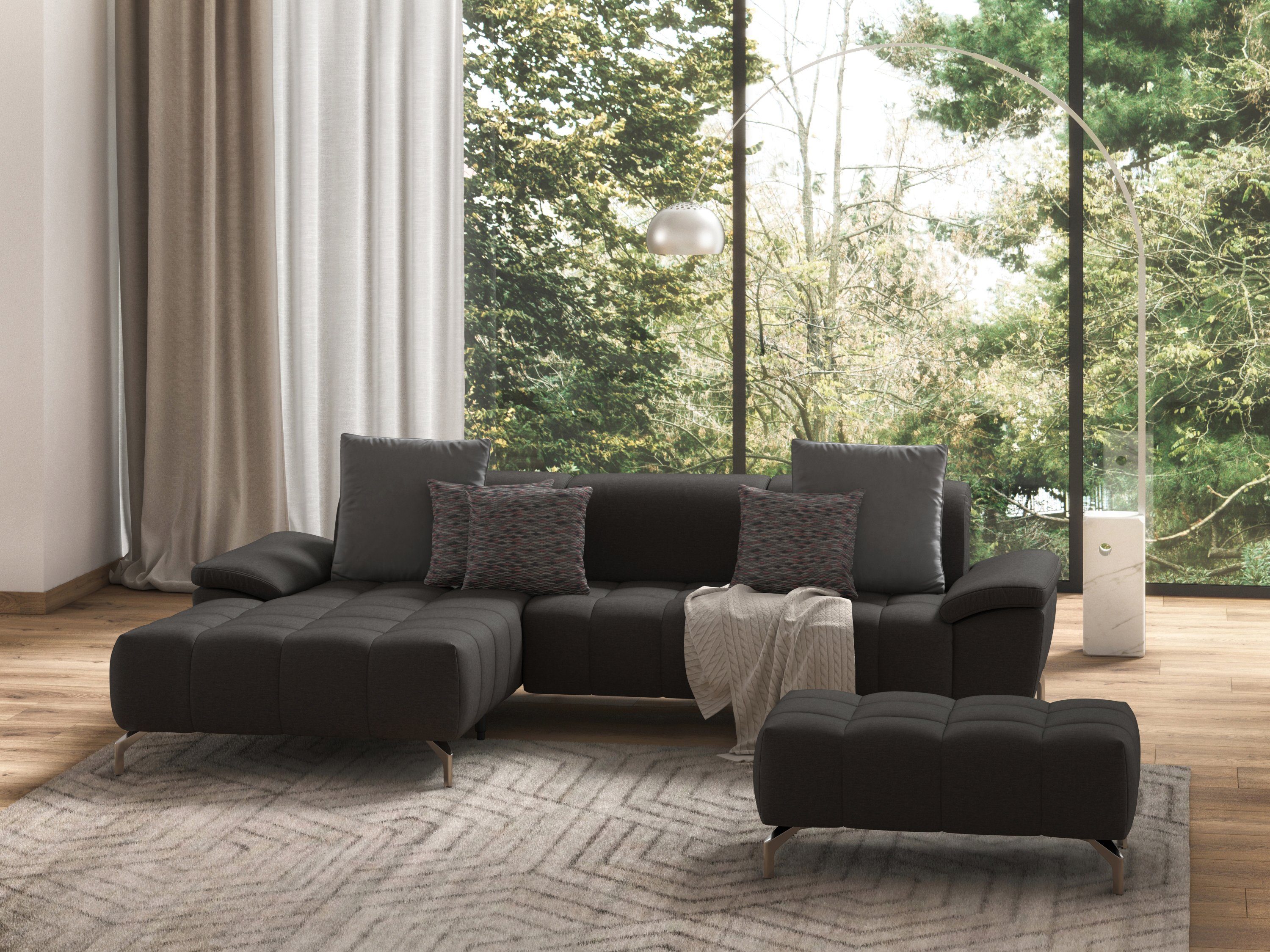 sit&more Hocker Blauw met zilverkleurige poten