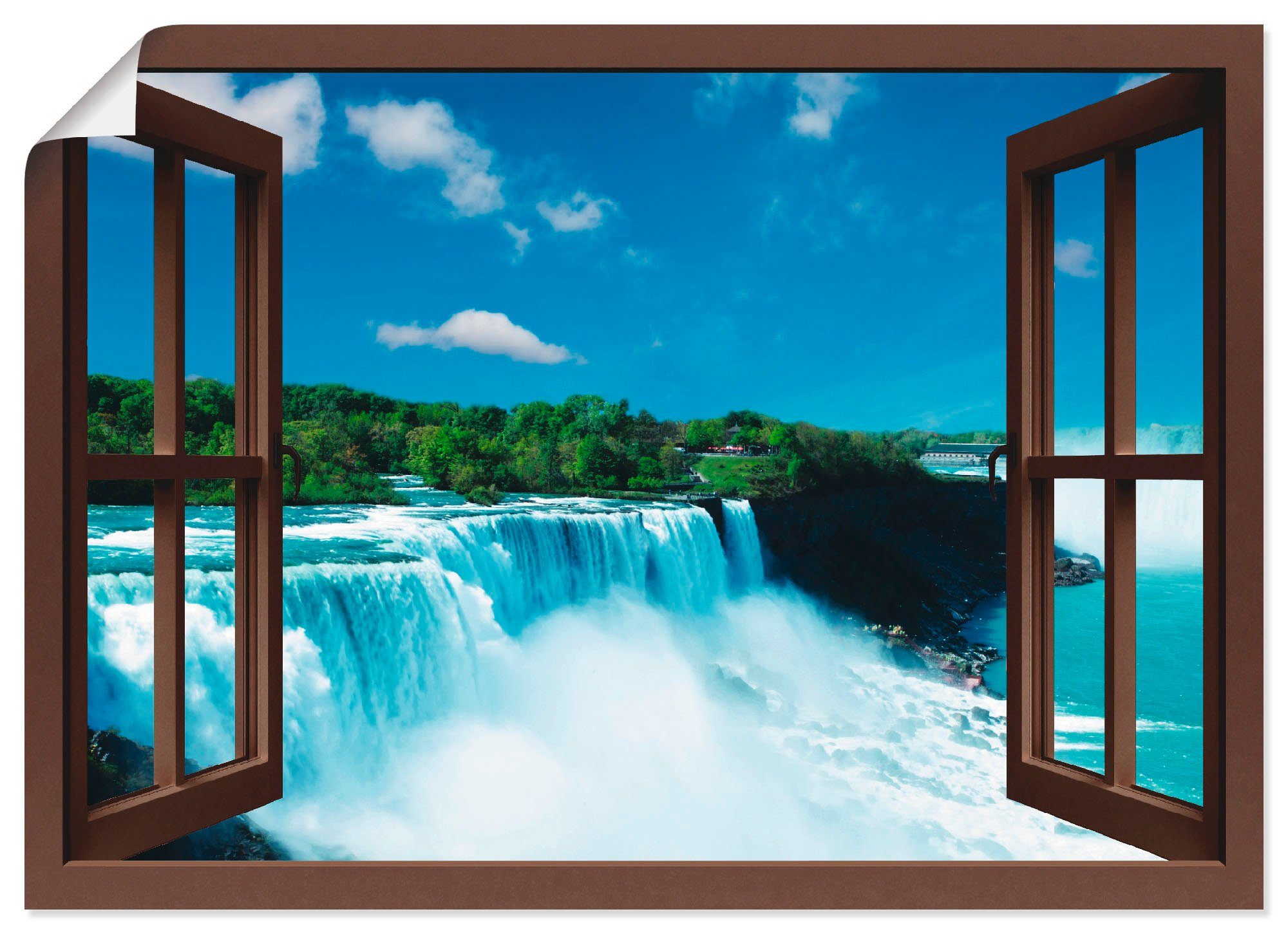 Artland Artprint Blik uit het venster - Niagara in vele afmetingen & productsoorten -artprint op linnen, poster, muursticker / wandfolie ook geschikt voor de badkamer (1 stuk)