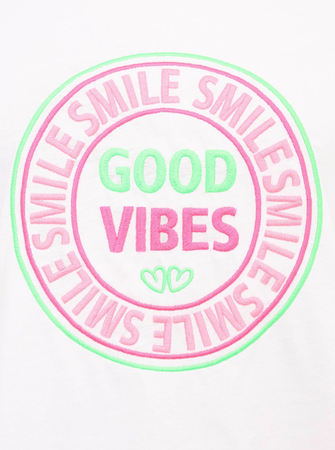 Zwillingsherz T-shirt GOOD VIBES Met veelkleurig borduursel