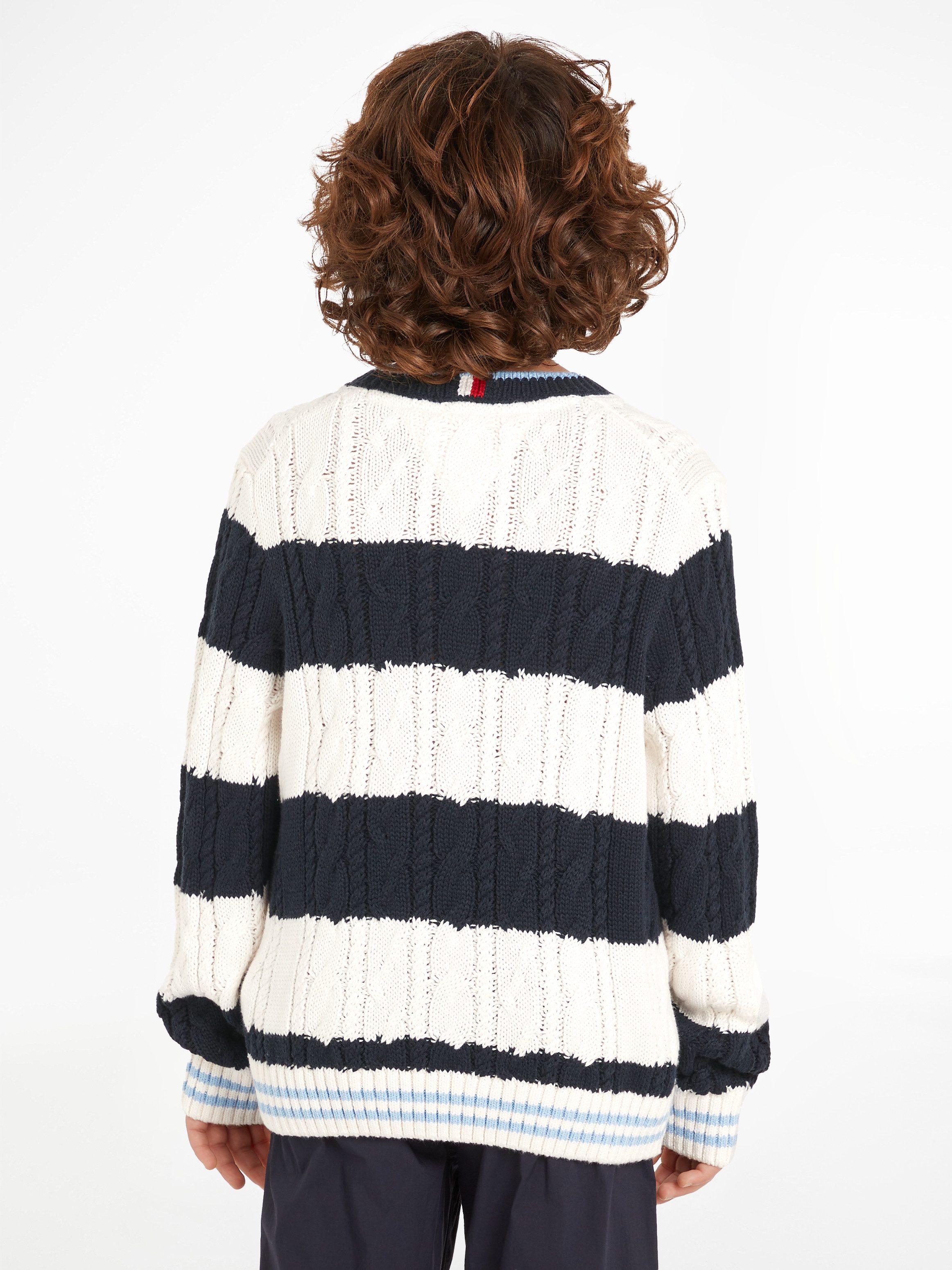 Tommy Hilfiger Gebreide trui COLORBLOCK CABLE REGULAR SWEATER Kinderen tot 16 jaar met logostiksel