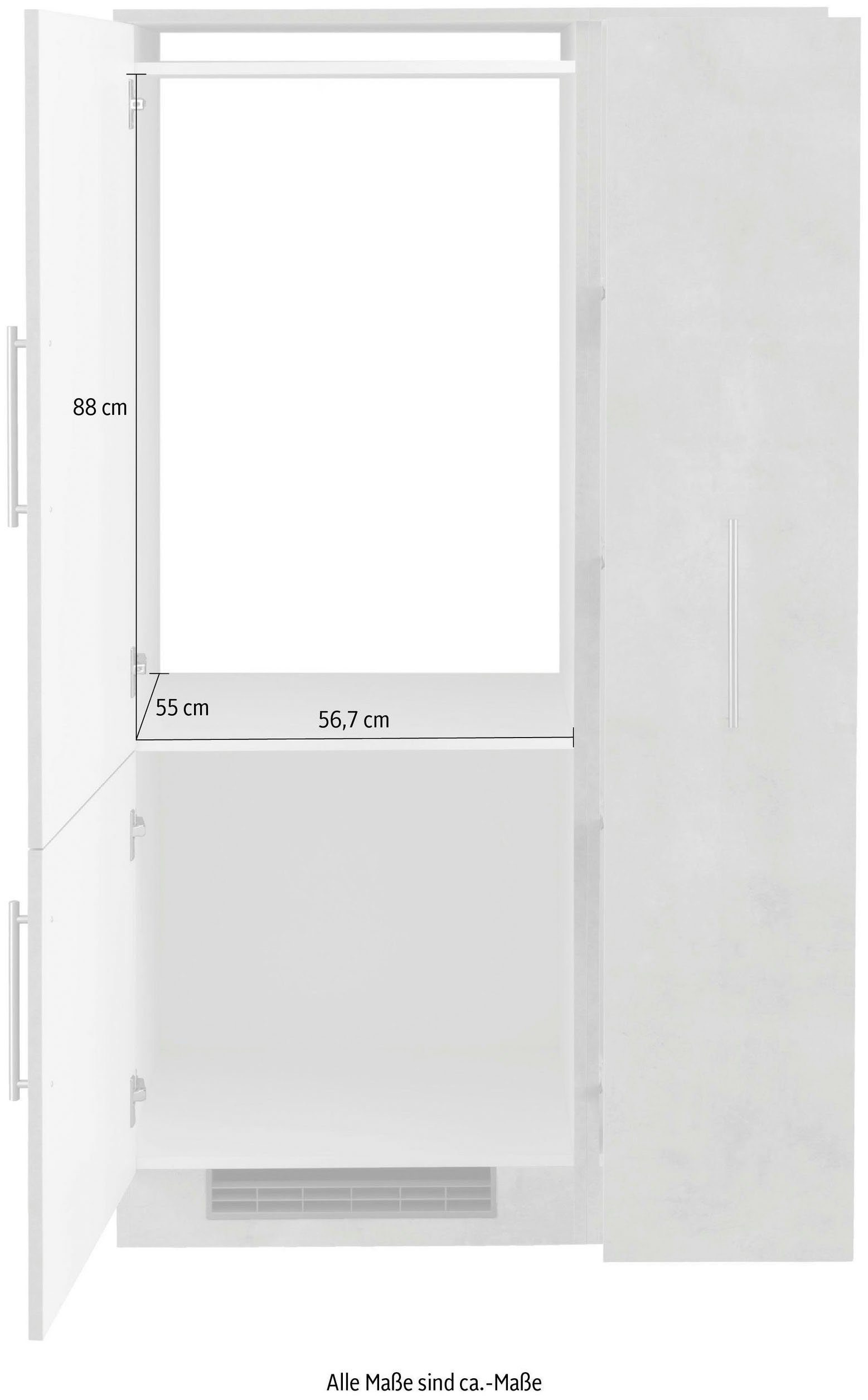 wiho Küchen Keuken Cali Koelombouwkast met opbergruimte, optioneel met elektrische apparaten, breedte 90 cm