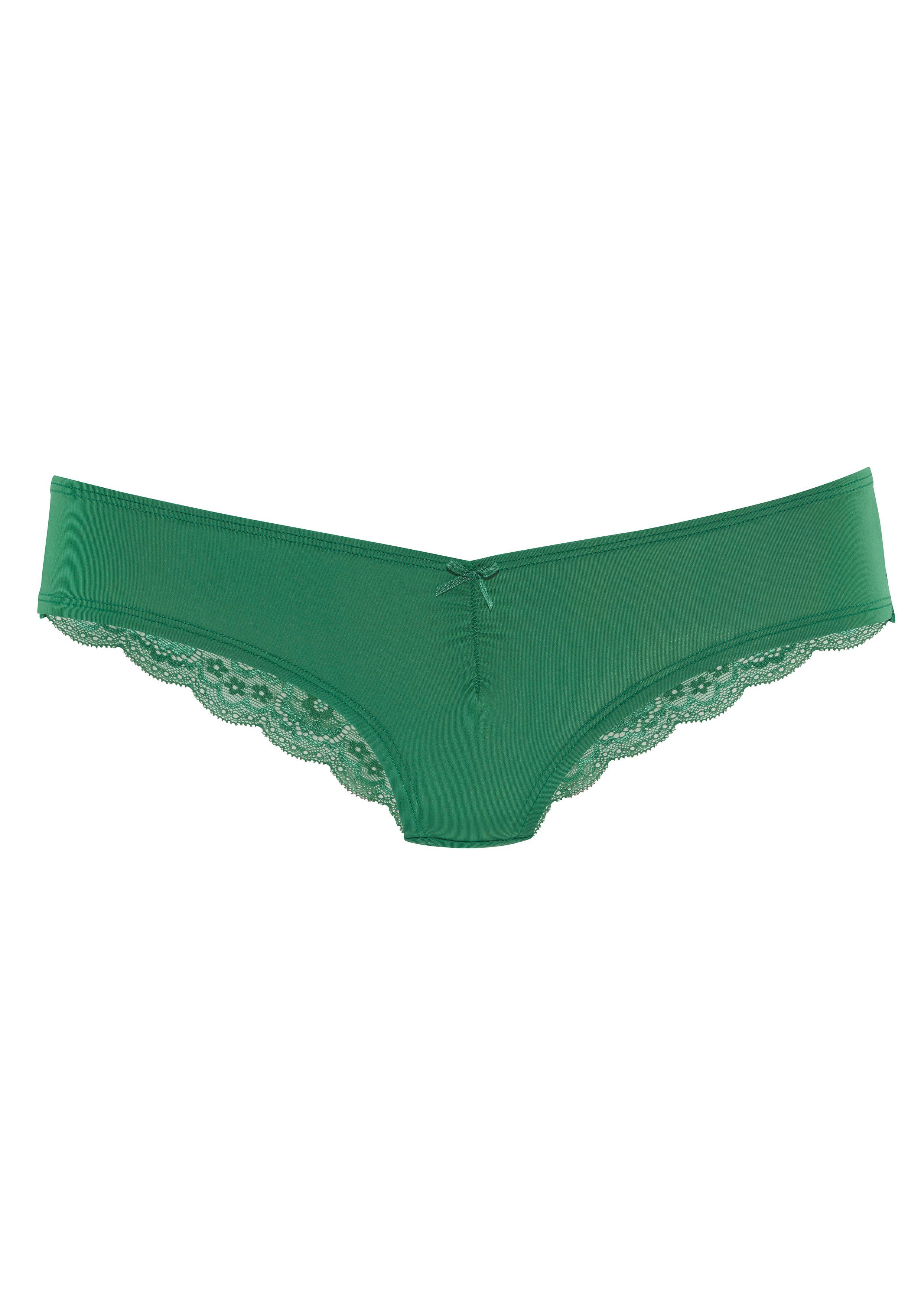 Lascana Brazilian slip met mooie kant achter dames slips maat 32/34 groen