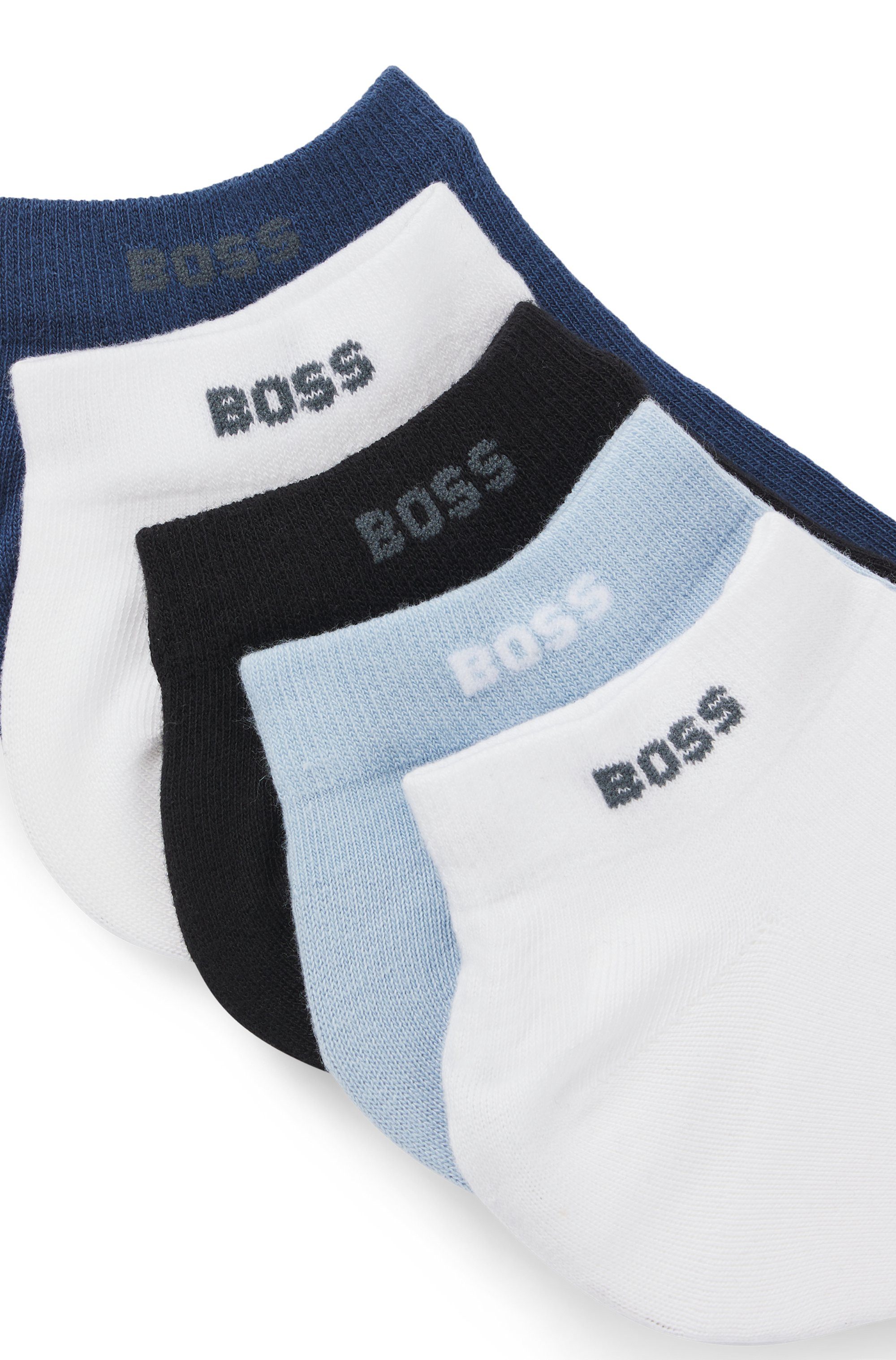 BOSS Sneakersokken met ingebreid opschrift (set, 5 paar)