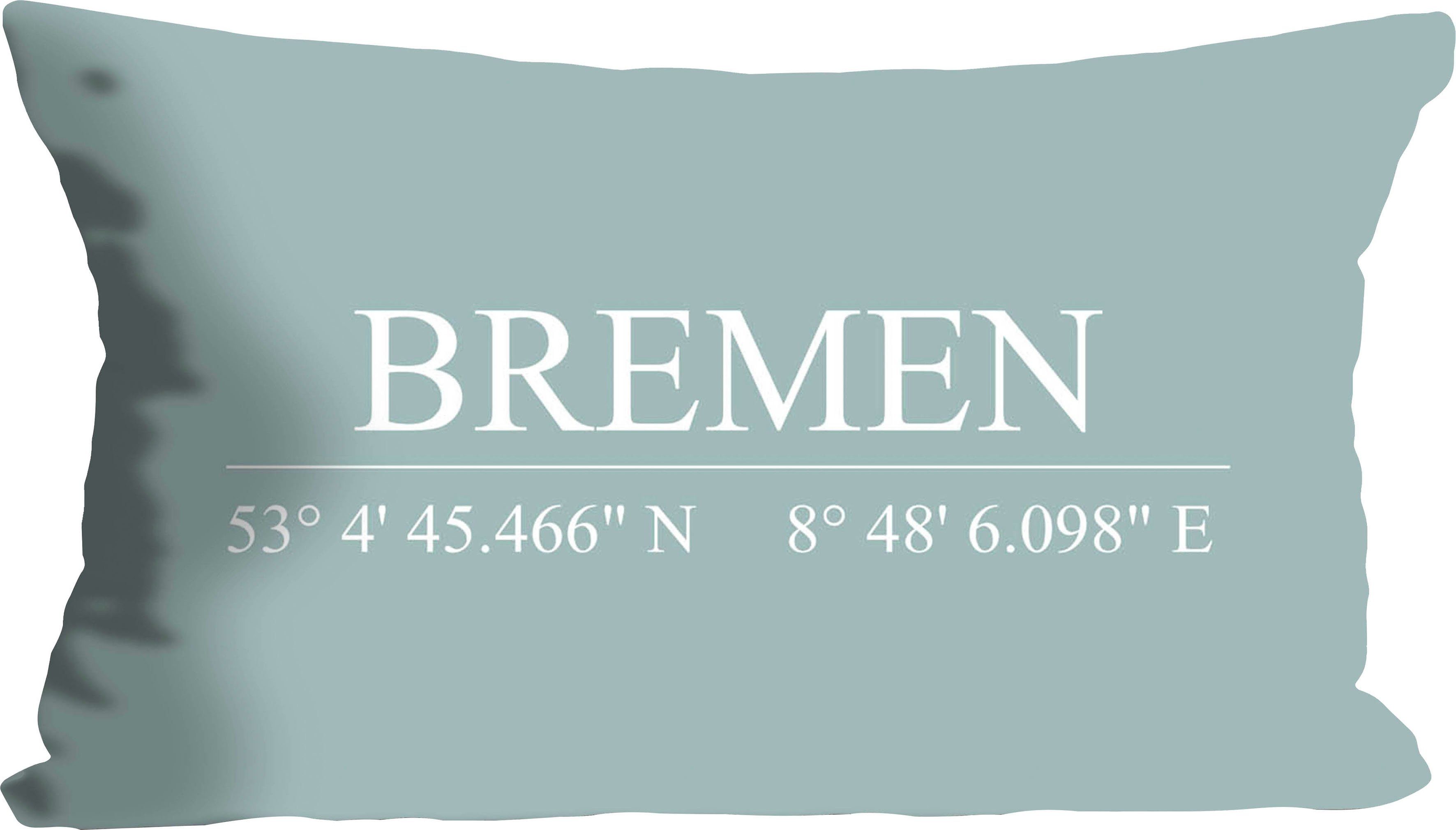 queence Sierkussen Bremen met opschrift, kussenovertrek zonder vulling(1 stuk)