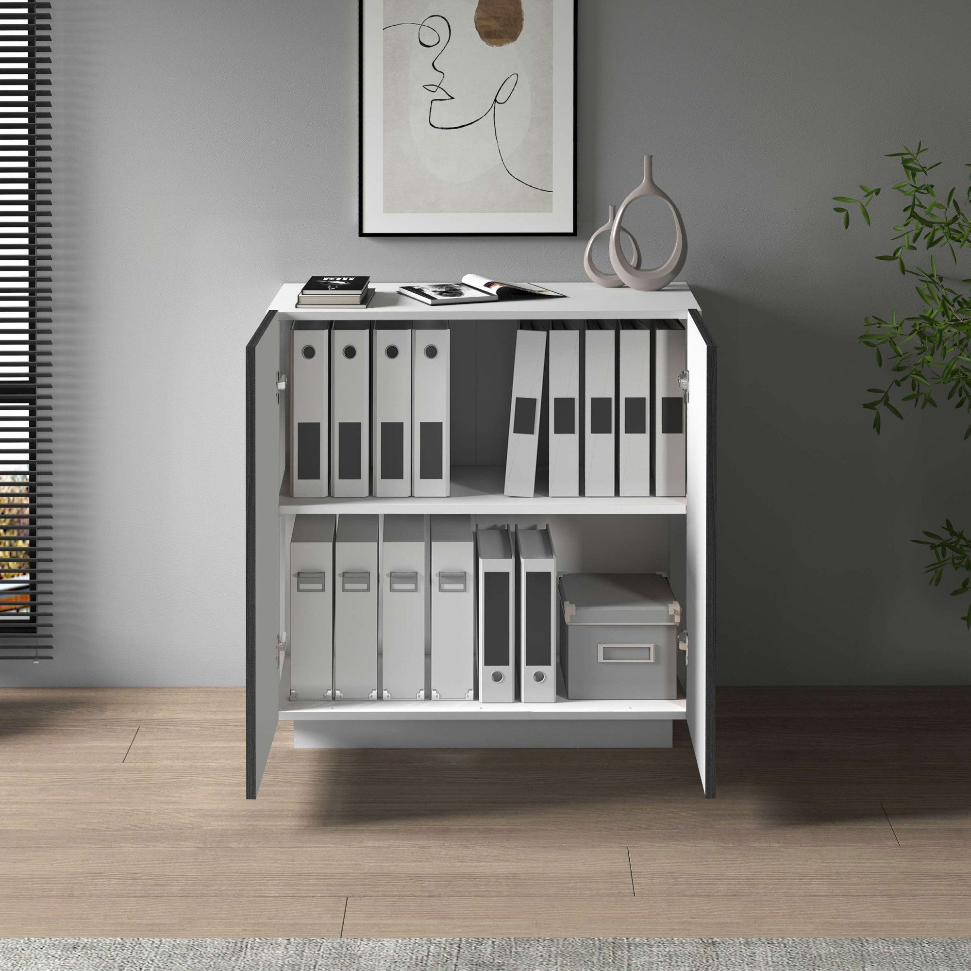INOSIGN Archiefkast Coro, Multifunctionele kast, Bureaukast met 2 deuren & verstelbare legplanken, hoogte 86 of 166 cm, made in italy