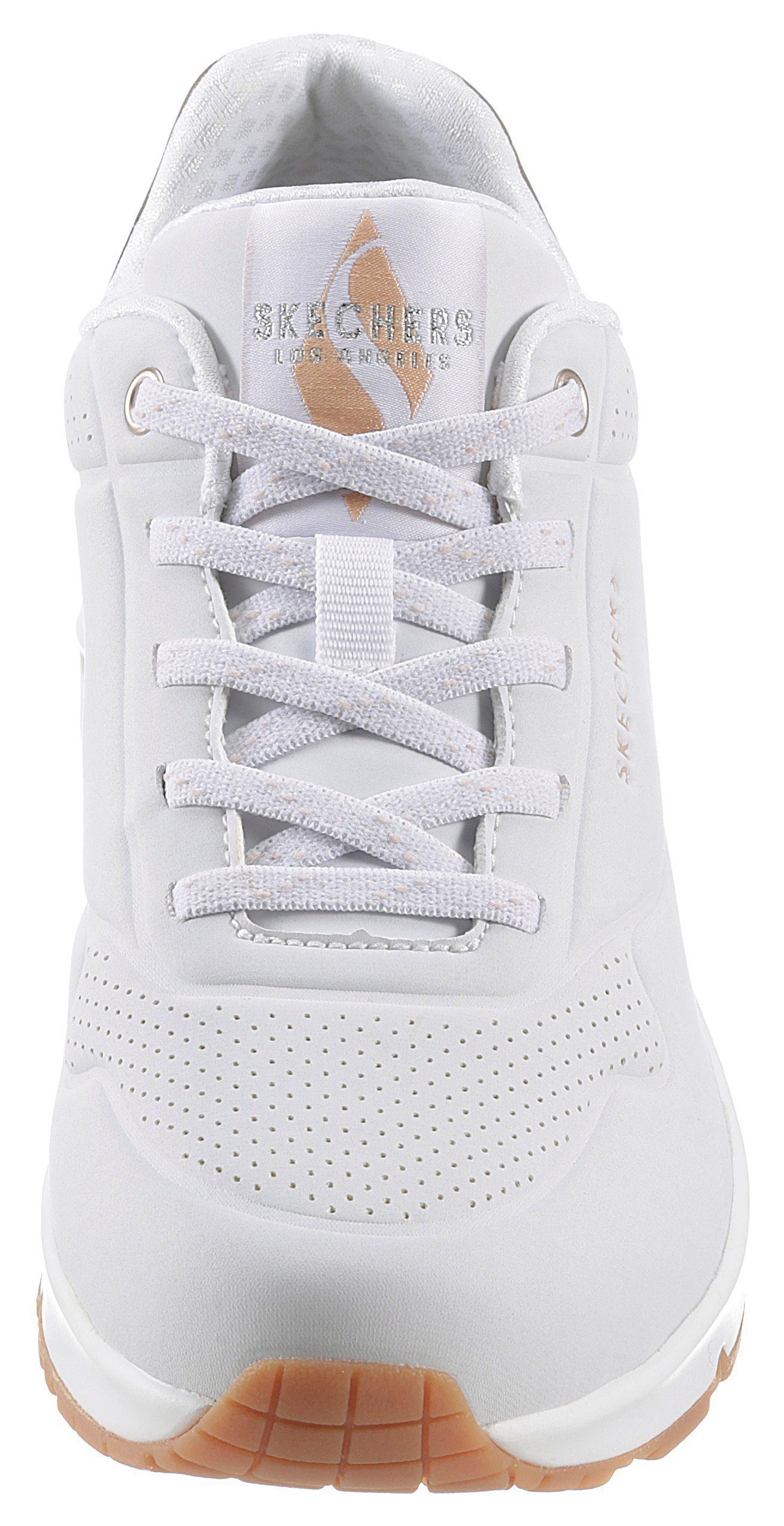 Skechers Slip-on sneakers UNO SHIMMER AWAY Slipper, vrijetijdsschoen, plateau sneaker met modieuze sleehak