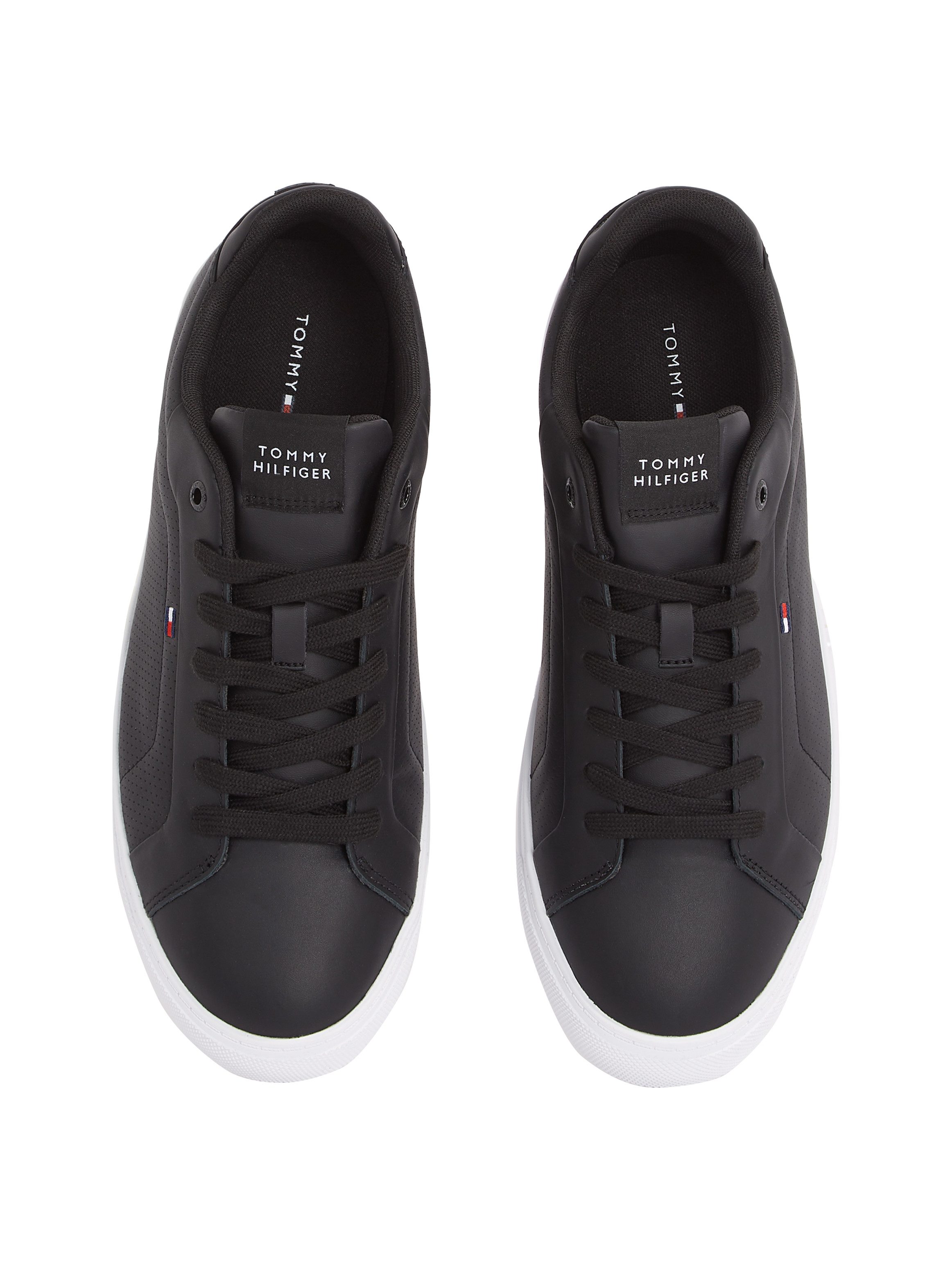 Tommy Hilfiger Sneakers ICON COURT PINPERF LTH , vrijetijdsschoen, lage schoen, veterschoenen met zacht gepolsterde schacht