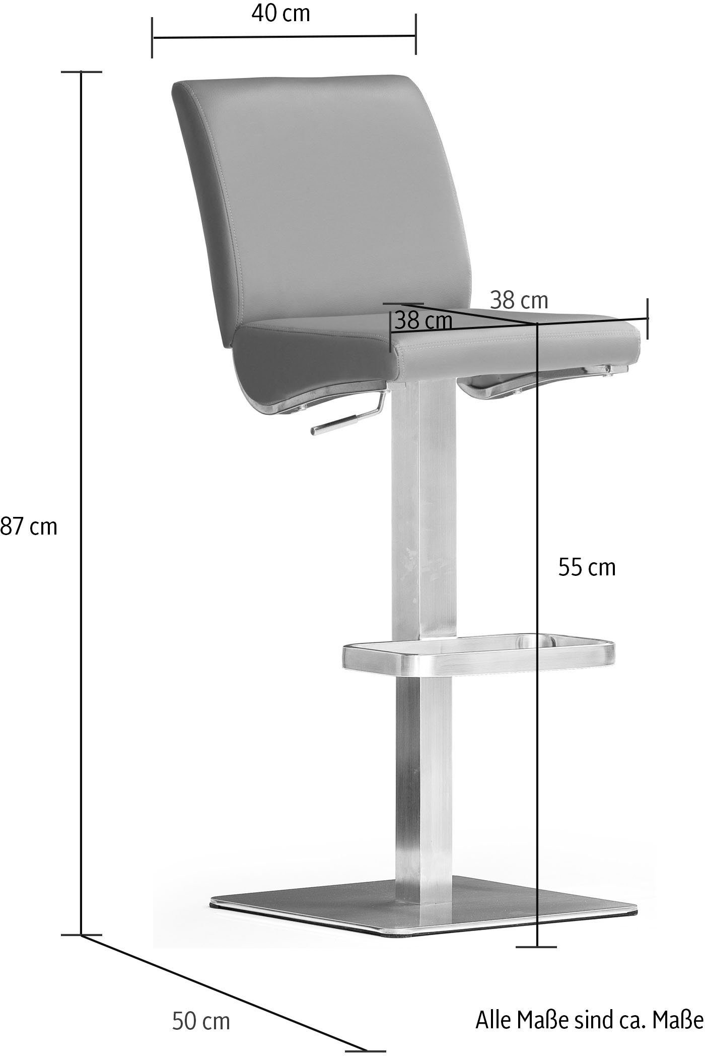 MCA furniture Bistrostoel BARBECOOL met rugleuning, vierkante bodemplaat, 180° draaibaar, zithoogte van 55-80 cm