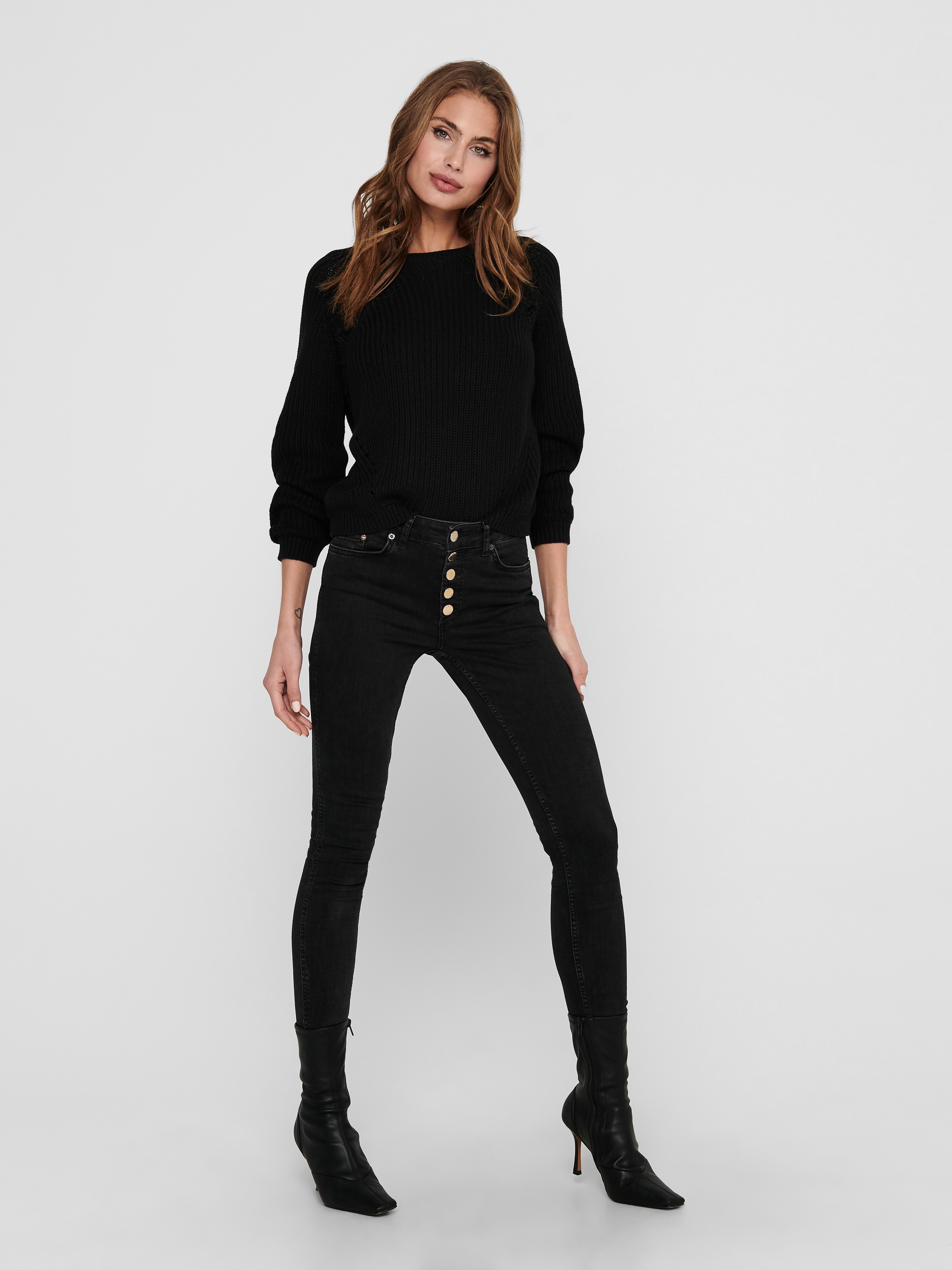 Only Gebreide trui ONLMAGA L/S LACE PULLOVER KNT NOOS