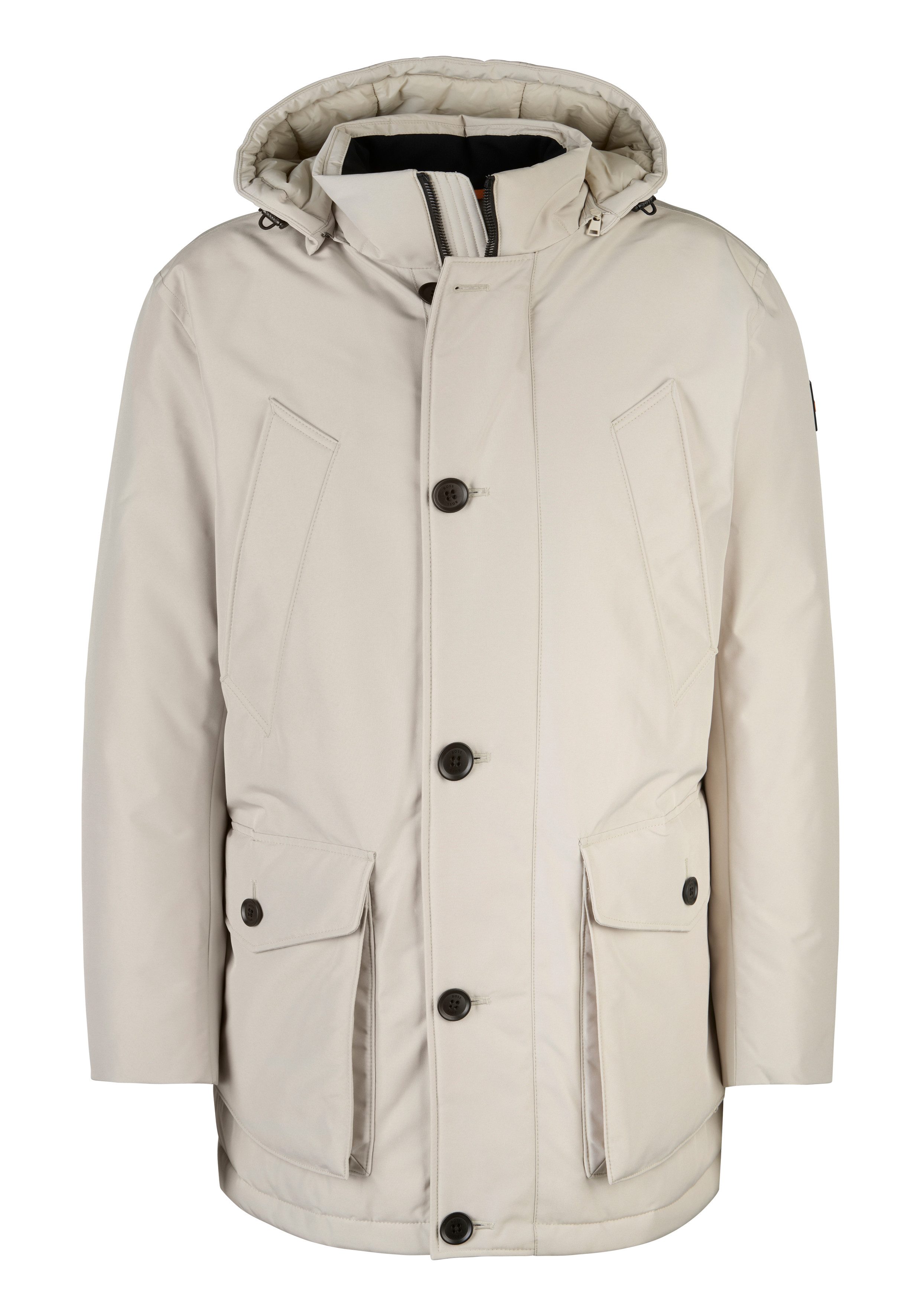 Boss Orange Outdoorjack Osiass met knoopsluiting heren outdoorjassen maat 48 beige