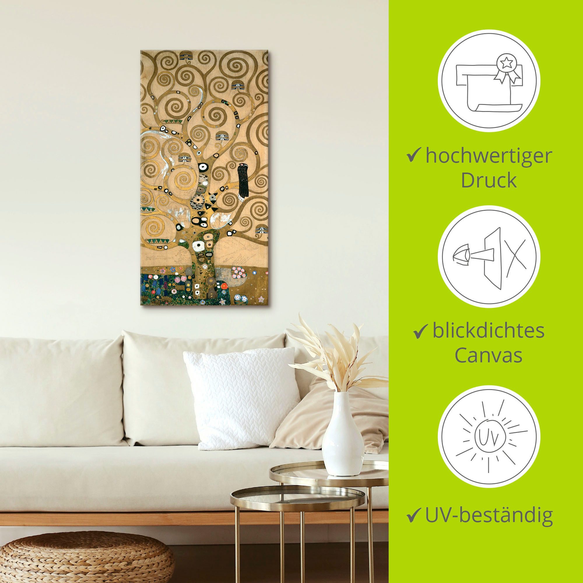 Artland Artprint Levensboom. Detail, werksjabloon als artprint op linnen, poster, muursticker in verschillende maten