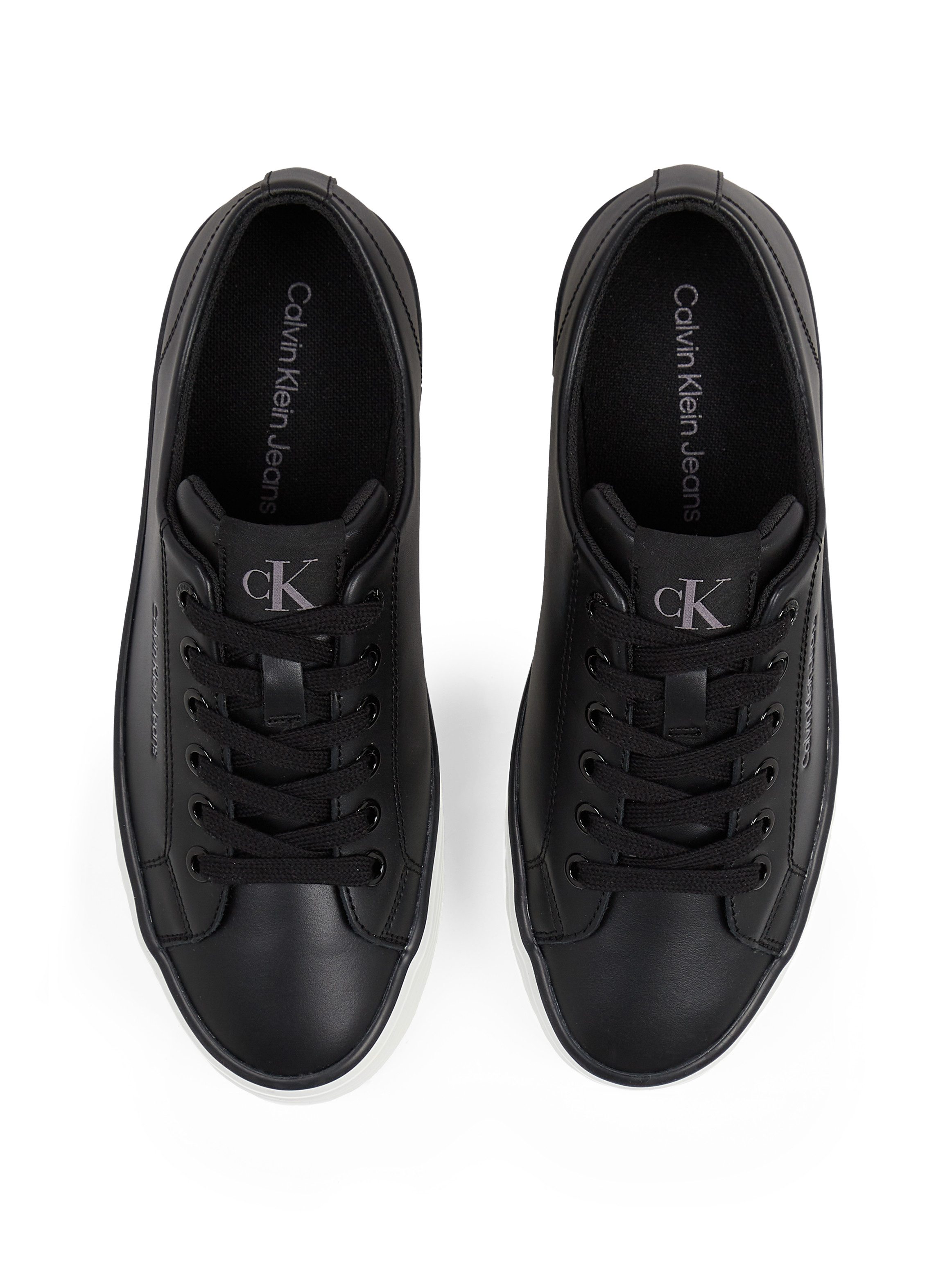 Calvin Klein Sneakers BOLD VULC FLATF LOW LTH IN lage schoen, veterschoen, vrijetijdsschoen met ck-logo op de hak